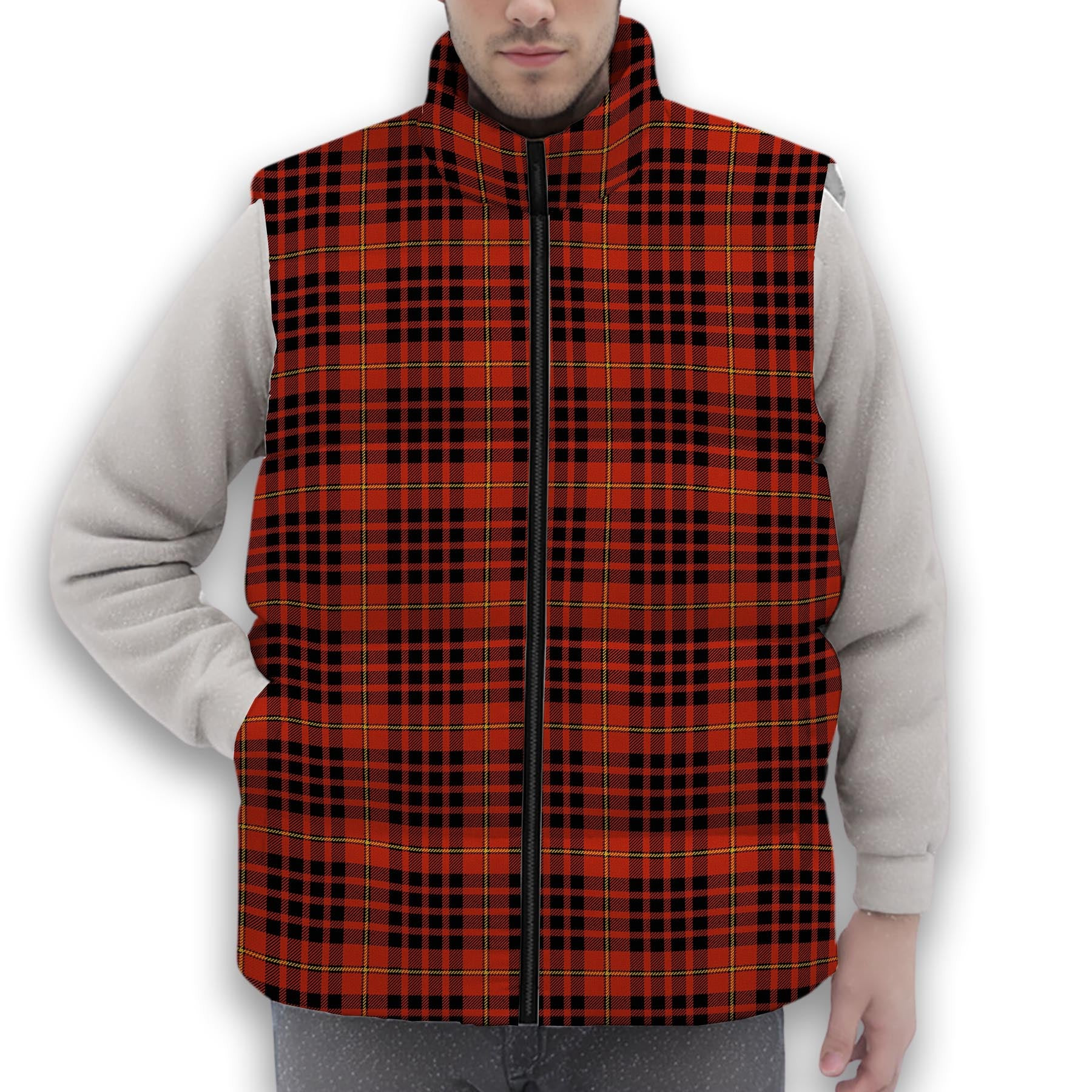 ScotsTee Shop Scottish MacDonald of Ardnamurchan Ancient Premium Tartan Puffer Vest Winter White Duck Down Vest Sleeveless