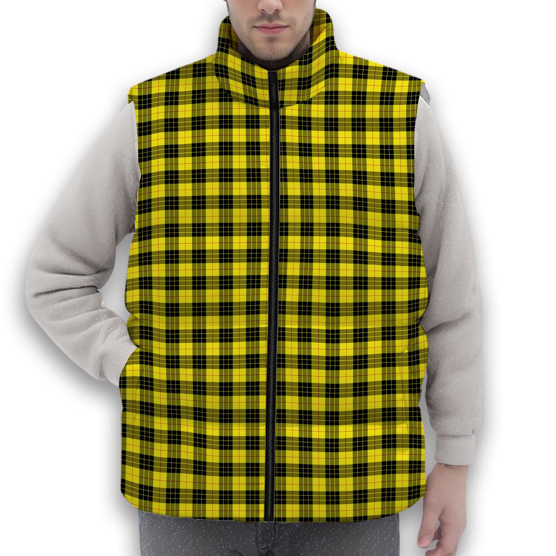ScotsTee Shop Scottish MacLeod of Lewis Modern Premium Tartan Puffer Vest Winter White Duck Down Vest Sleeveless