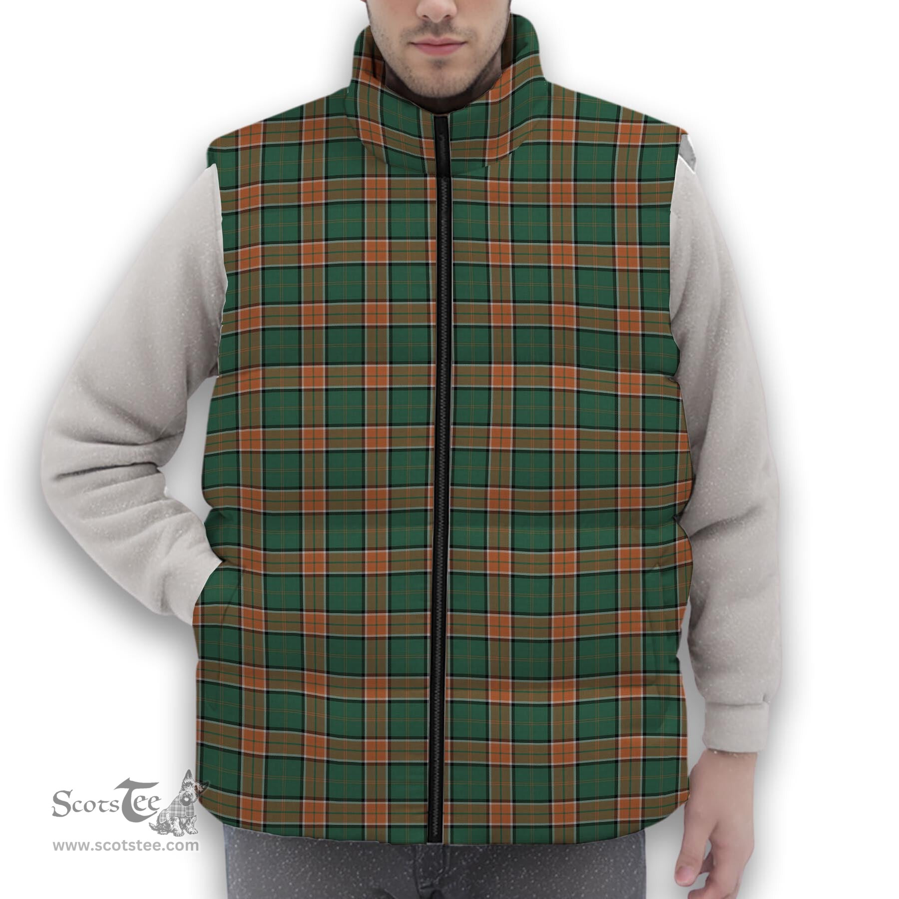 ScotsTee Shop Scottish Pollock Premium Tartan Puffer Vest Winter White Duck Down Vest Sleeveless