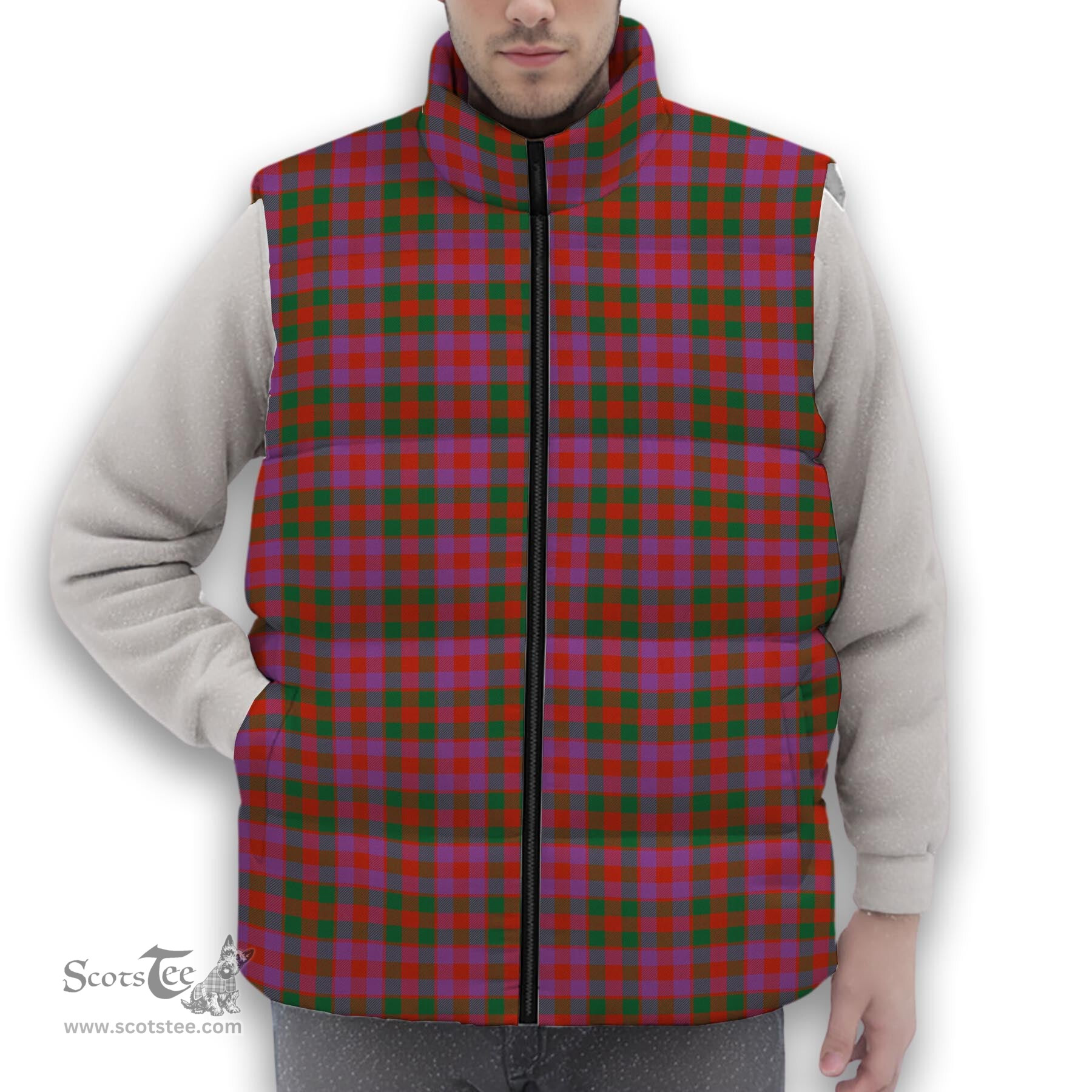 ScotsTee Shop Scottish McGowan Portrait Ancient Premium Tartan Puffer Vest Winter White Duck Down Vest Sleeveless