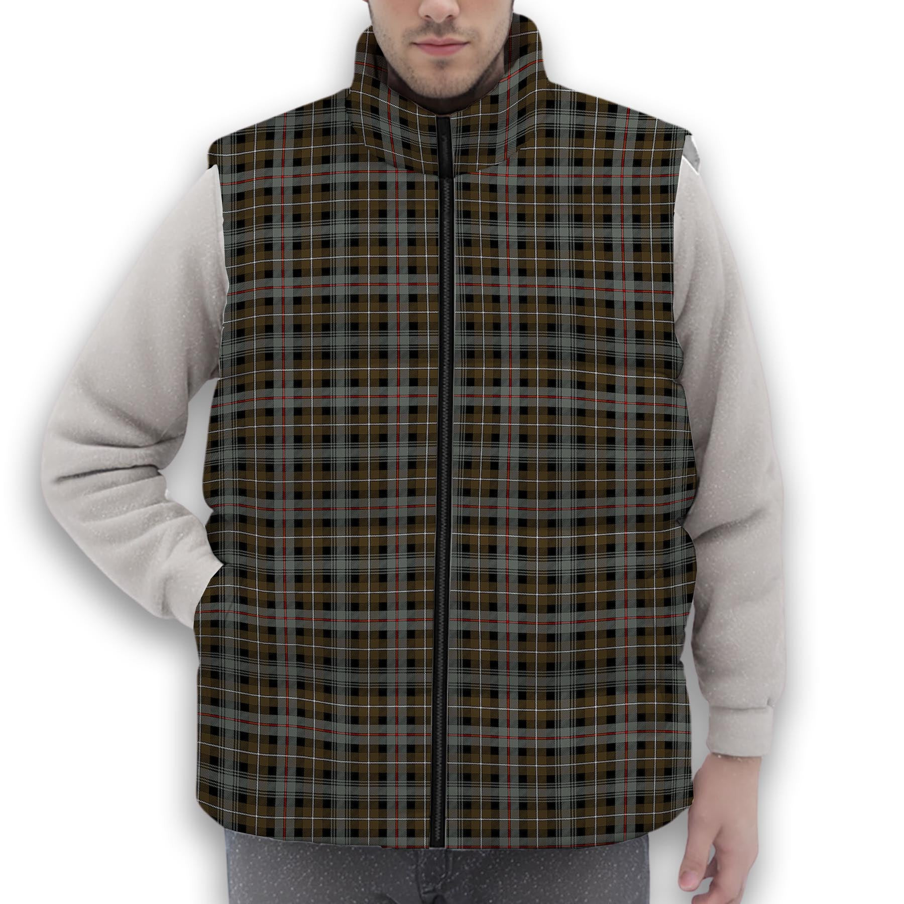 ScotsTee Shop Scottish MacKenzie Weathered Premium Tartan Puffer Vest Winter White Duck Down Vest Sleeveless