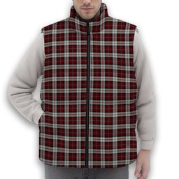ScotsTee Shop Scottish McCandlish Arisaid Red Premium Tartan Puffer Vest Winter White Duck Down Vest Sleeveless