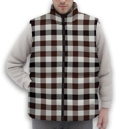 ScotsTee Shop Scottish Hog Modern Premium Tartan Puffer Vest Winter White Duck Down Vest Sleeveless