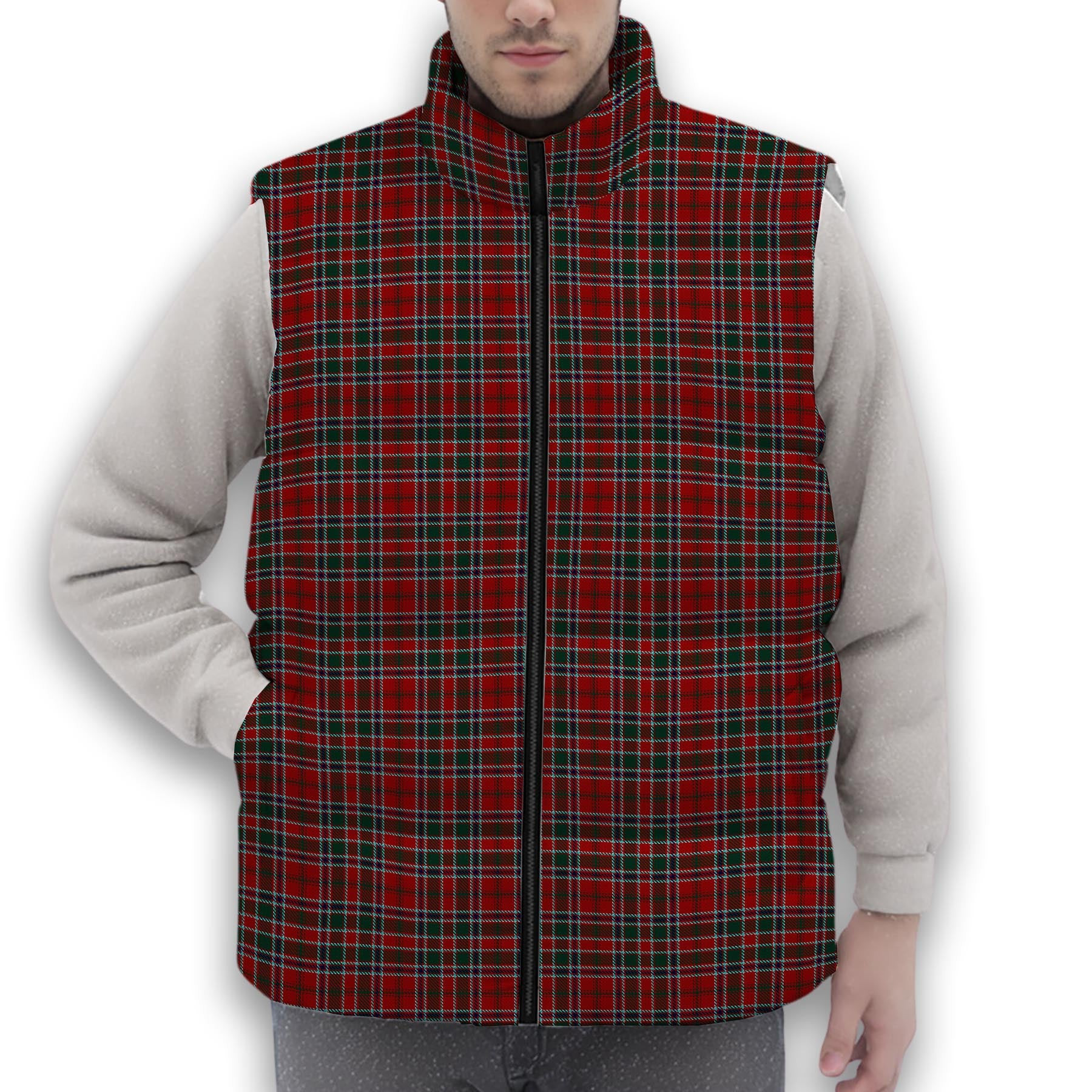 ScotsTee Shop Scottish MacDonald of Lochmaddy Premium Tartan Puffer Vest Winter White Duck Down Vest Sleeveless