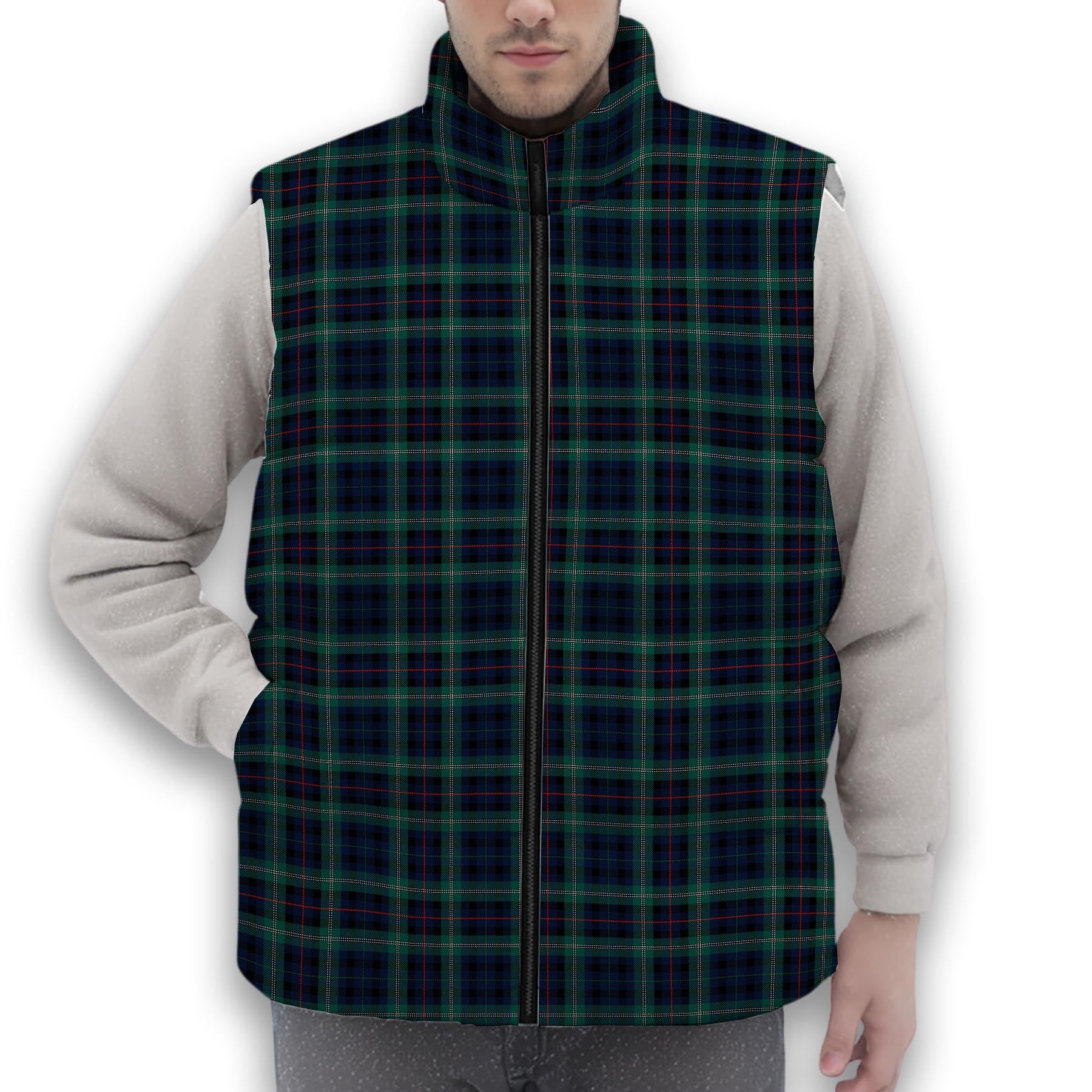 ScotsTee Shop Scottish Stephenson Hunting Modern Premium Tartan Puffer Vest Winter White Duck Down Vest Sleeveless
