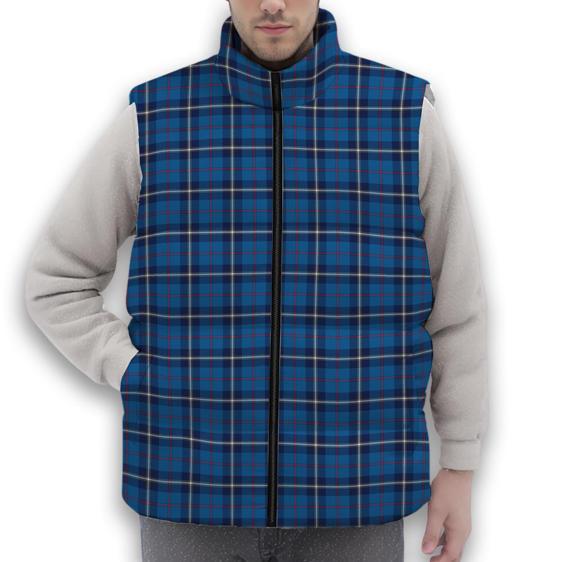 ScotsTee Shop Scottish MacRae of America Modern Premium Tartan Puffer Vest Winter White Duck Down Vest Sleeveless