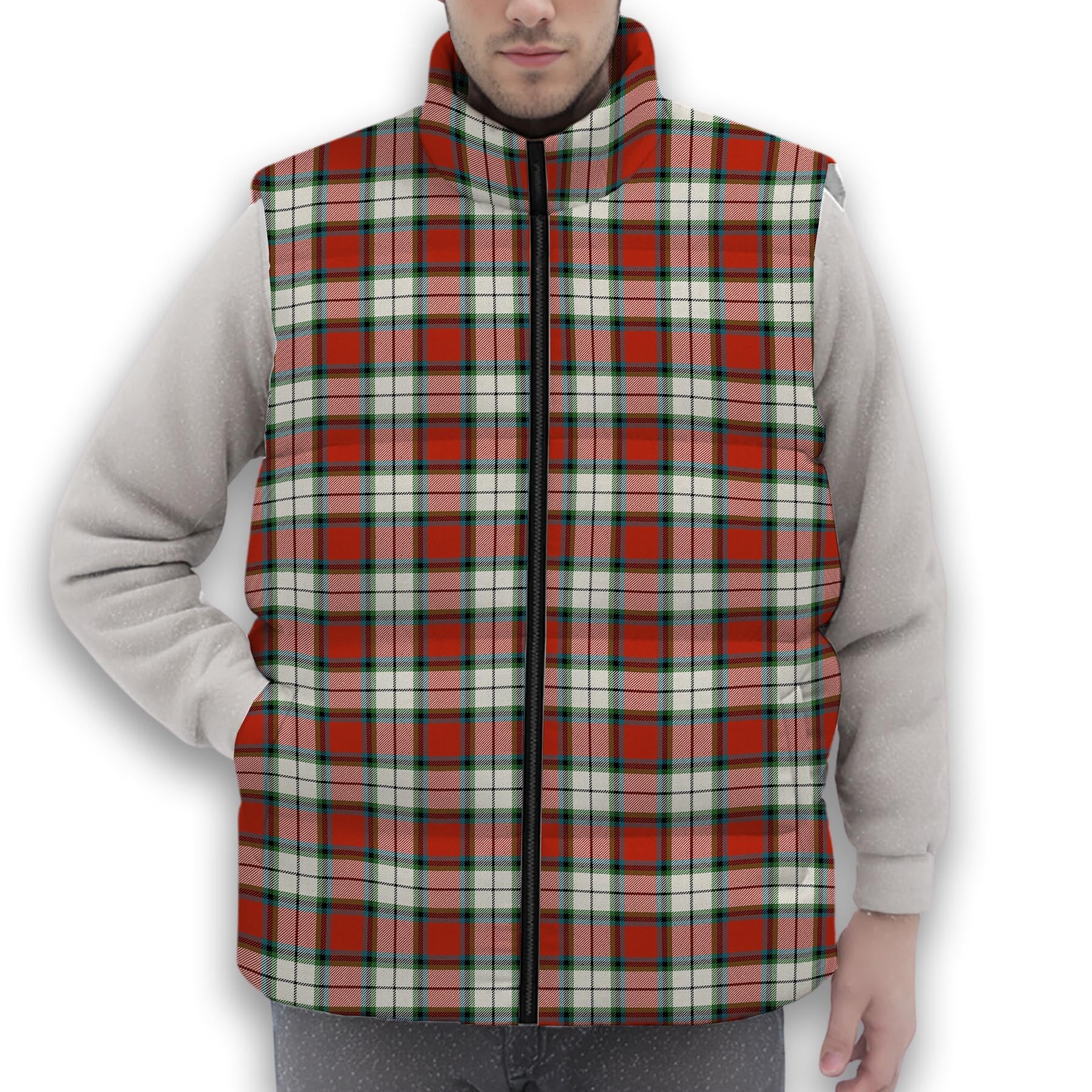 ScotsTee Shop Scottish Rose Dress Ancient Premium Tartan Puffer Vest Winter White Duck Down Vest Sleeveless