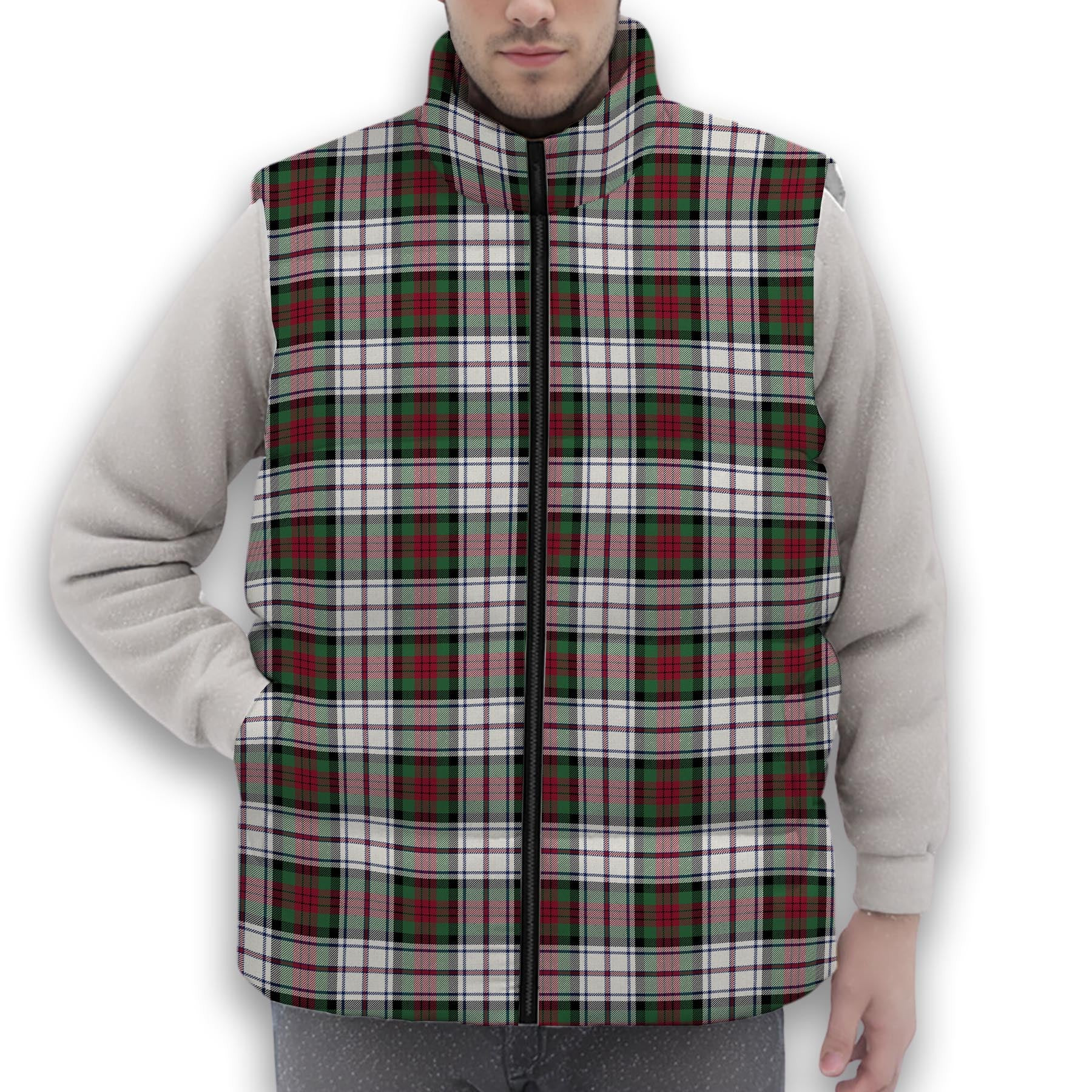 ScotsTee Shop Scottish MacDuff Dress Modern Premium Tartan Puffer Vest Winter White Duck Down Vest Sleeveless