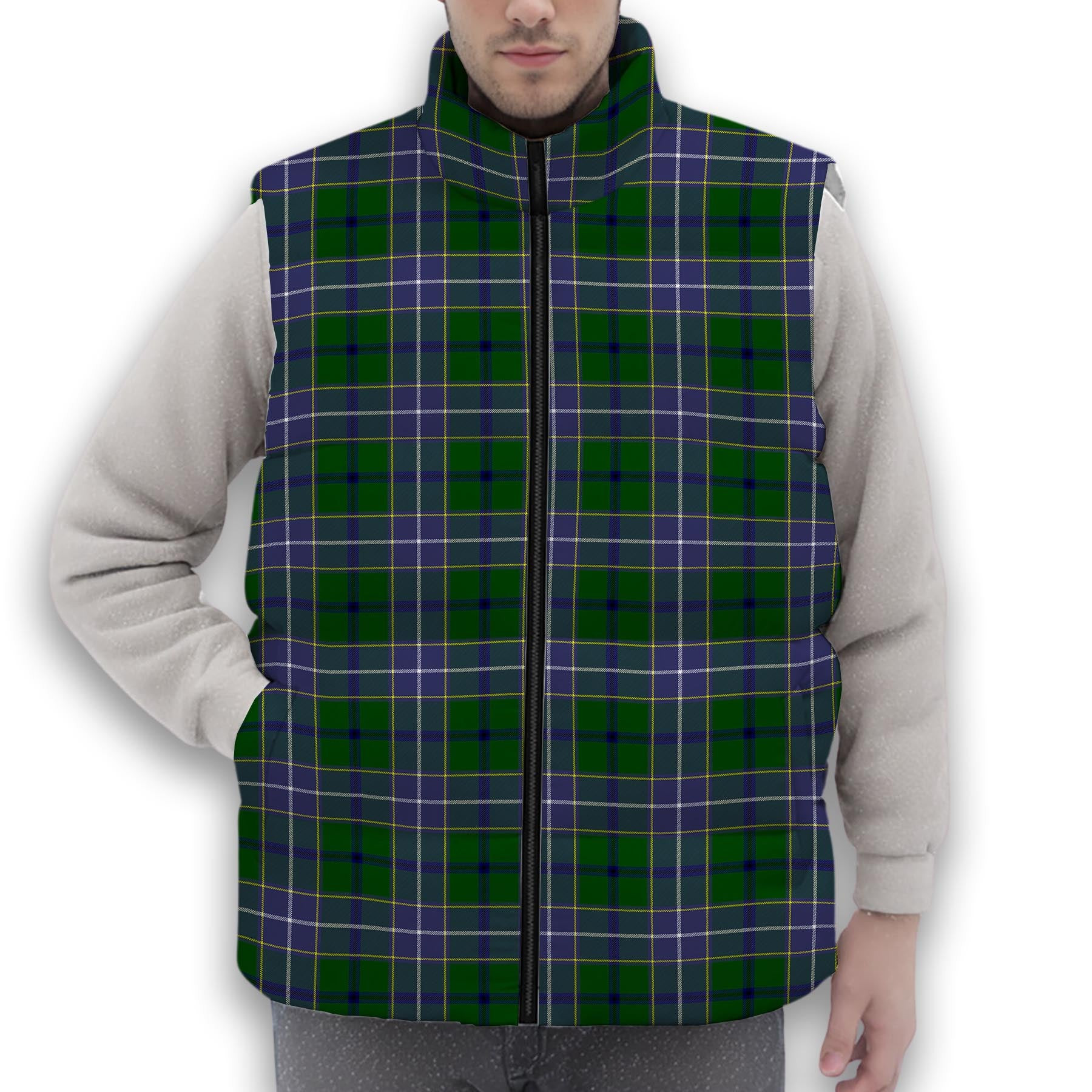 ScotsTee Shop Scottish Wishart Hunting Modern Premium Tartan Puffer Vest Winter White Duck Down Vest Sleeveless