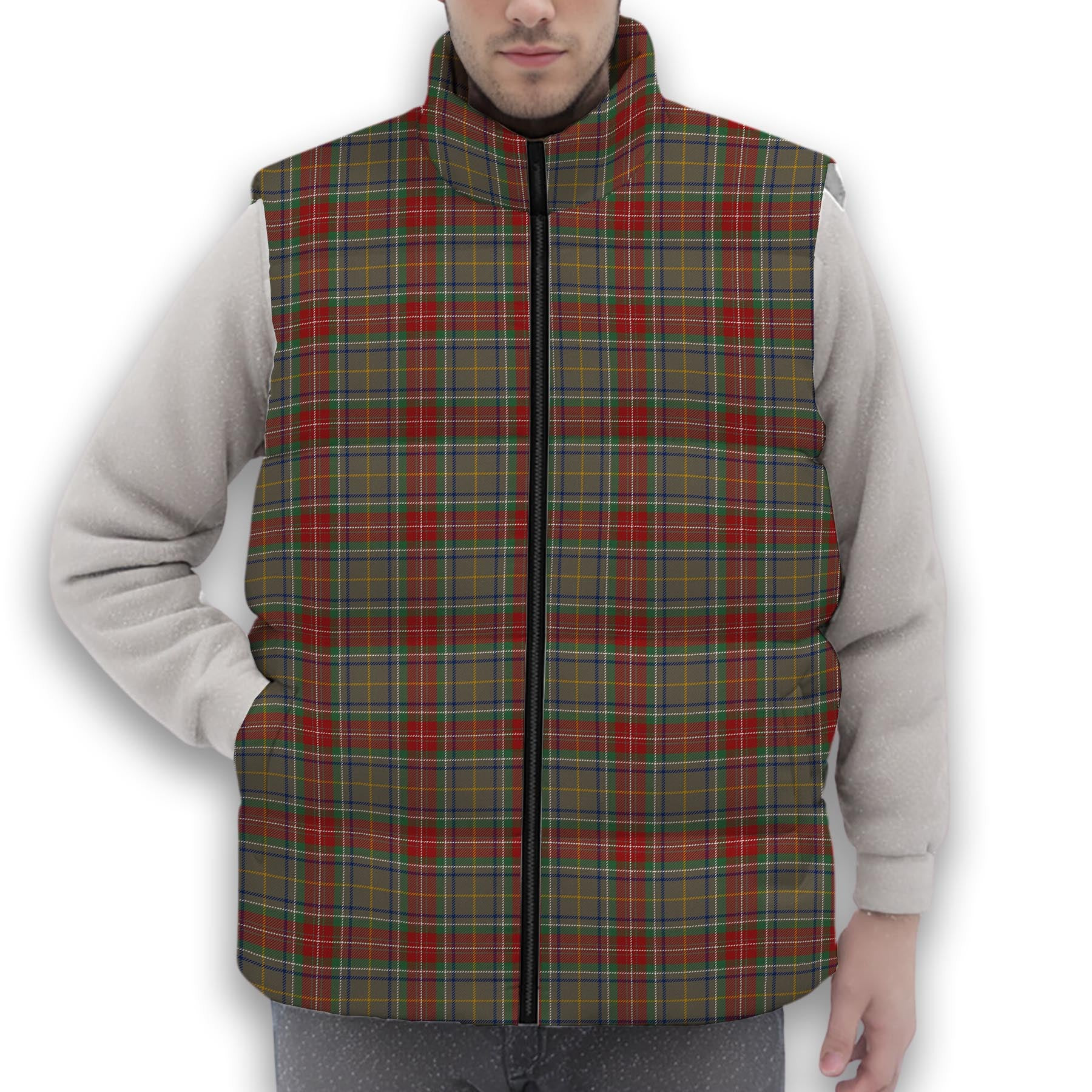 ScotsTee Shop Scottish Muirhead Hunting Modern Premium Tartan Puffer Vest Winter White Duck Down Vest Sleeveless