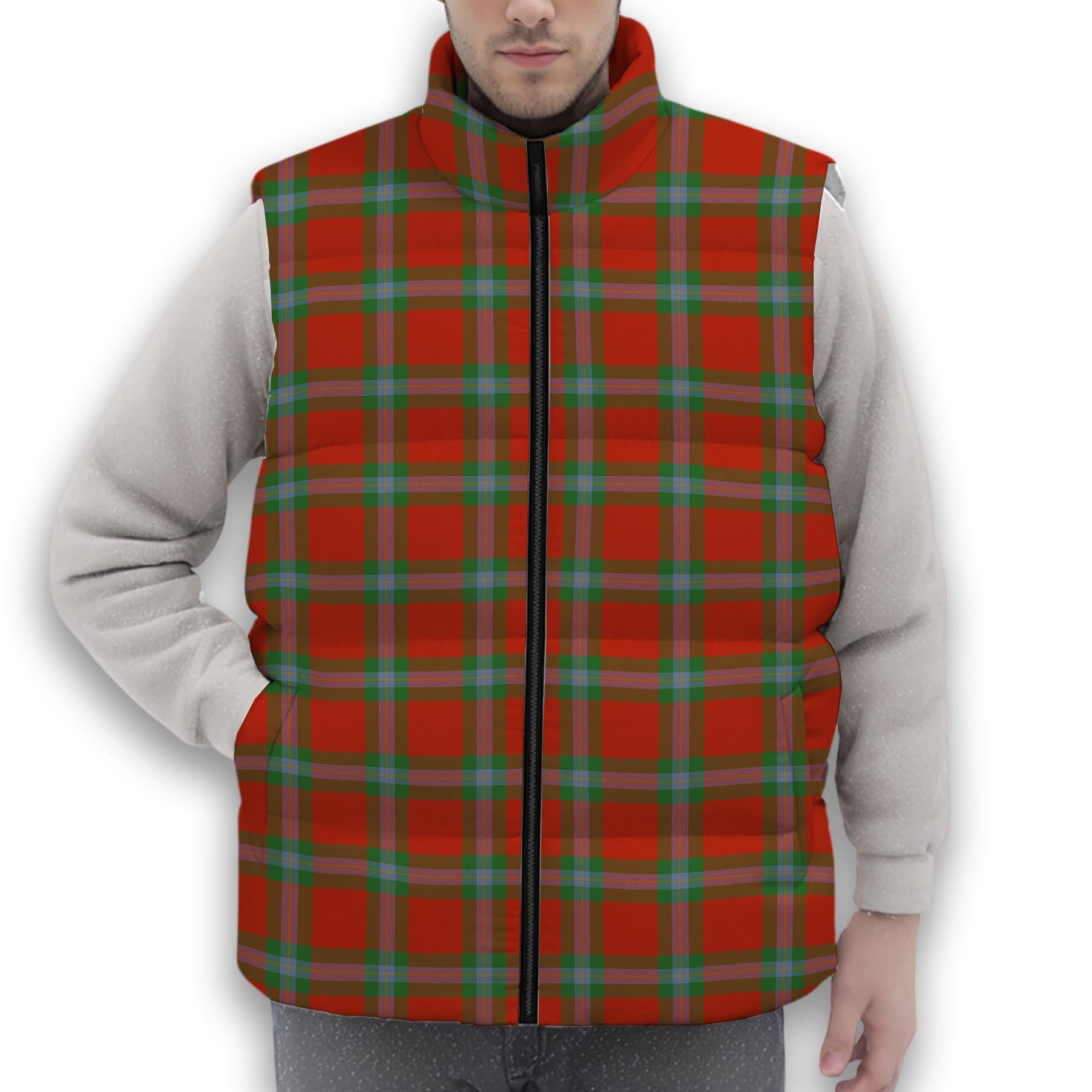 ScotsTee Shop Scottish McLaine of Loch Buie Ancient Premium Tartan Puffer Vest Winter White Duck Down Vest Sleeveless