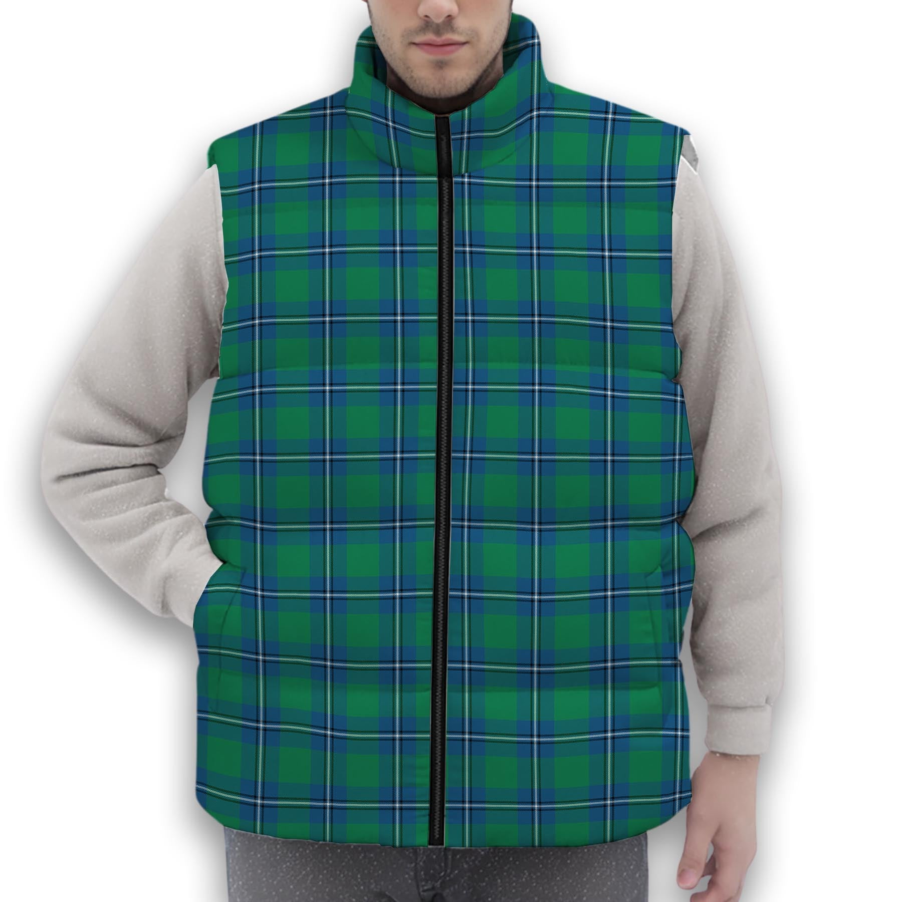ScotsTee Shop Scottish Irvine Ancient Premium Tartan Puffer Vest Winter White Duck Down Vest Sleeveless