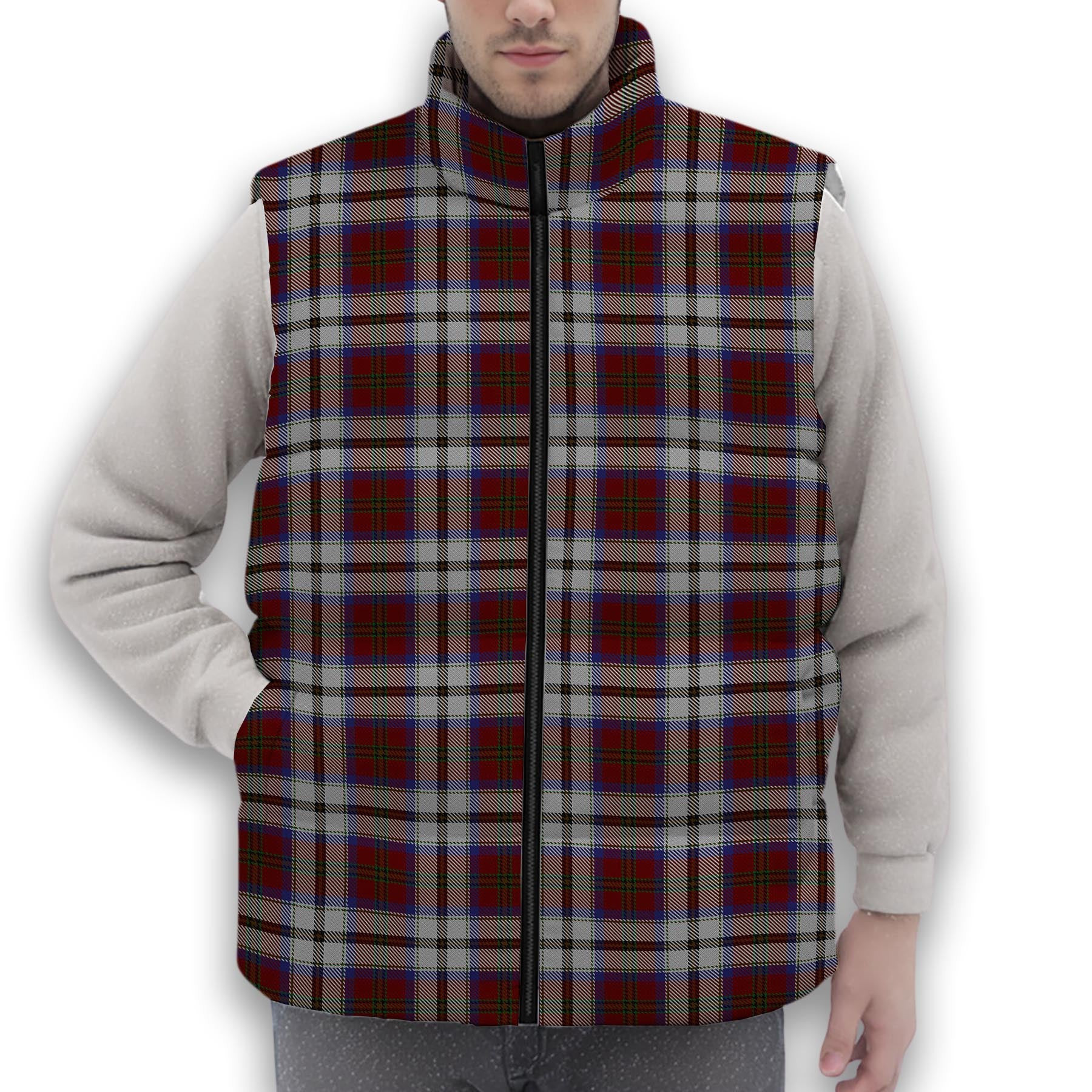ScotsTee Shop Scottish McCulloch Dress Premium Tartan Puffer Vest Winter White Duck Down Vest Sleeveless