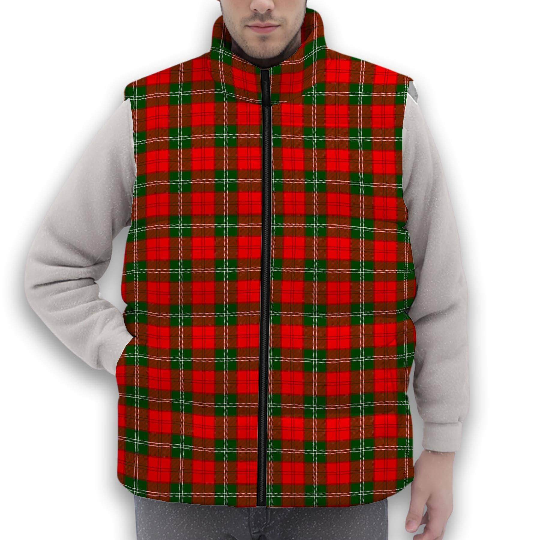ScotsTee Shop Scottish Lennox Modern Premium Tartan Puffer Vest Winter White Duck Down Vest Sleeveless