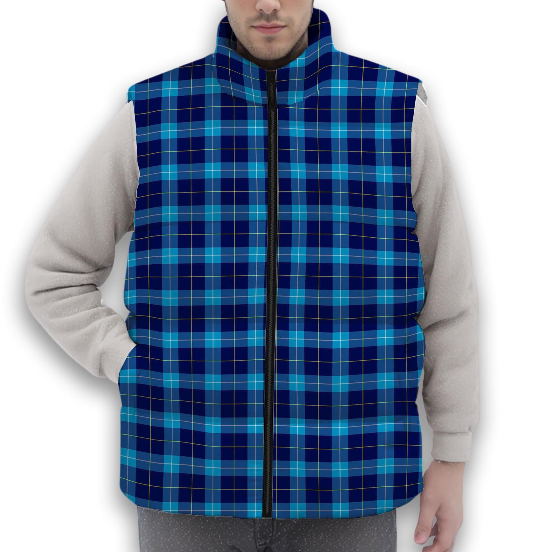 ScotsTee Shop Scottish McKerrell Premium Tartan Puffer Vest Winter White Duck Down Vest Sleeveless