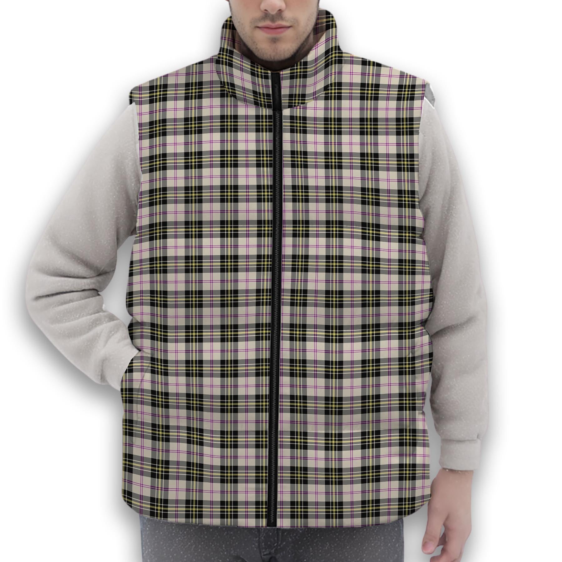 ScotsTee Shop Scottish MacPherson Dress Ancient Premium Tartan Puffer Vest Winter White Duck Down Vest Sleeveless