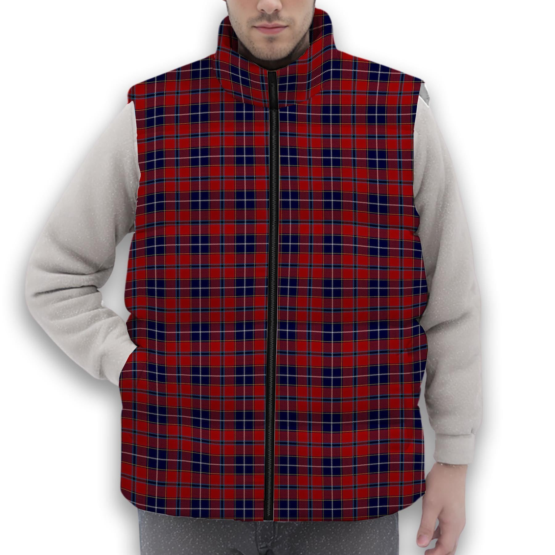 ScotsTee Shop Scottish Wishart Dress Premium Tartan Puffer Vest Winter White Duck Down Vest Sleeveless