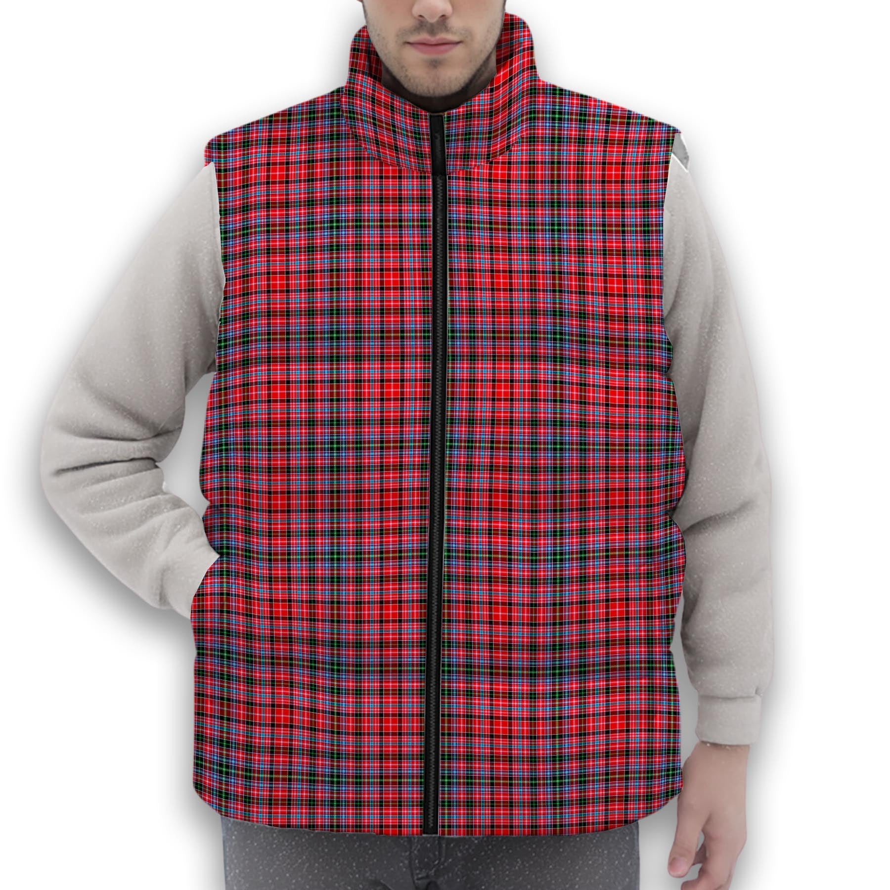 ScotsTee Shop Scottish Udny Premium Tartan Puffer Vest Winter White Duck Down Vest Sleeveless