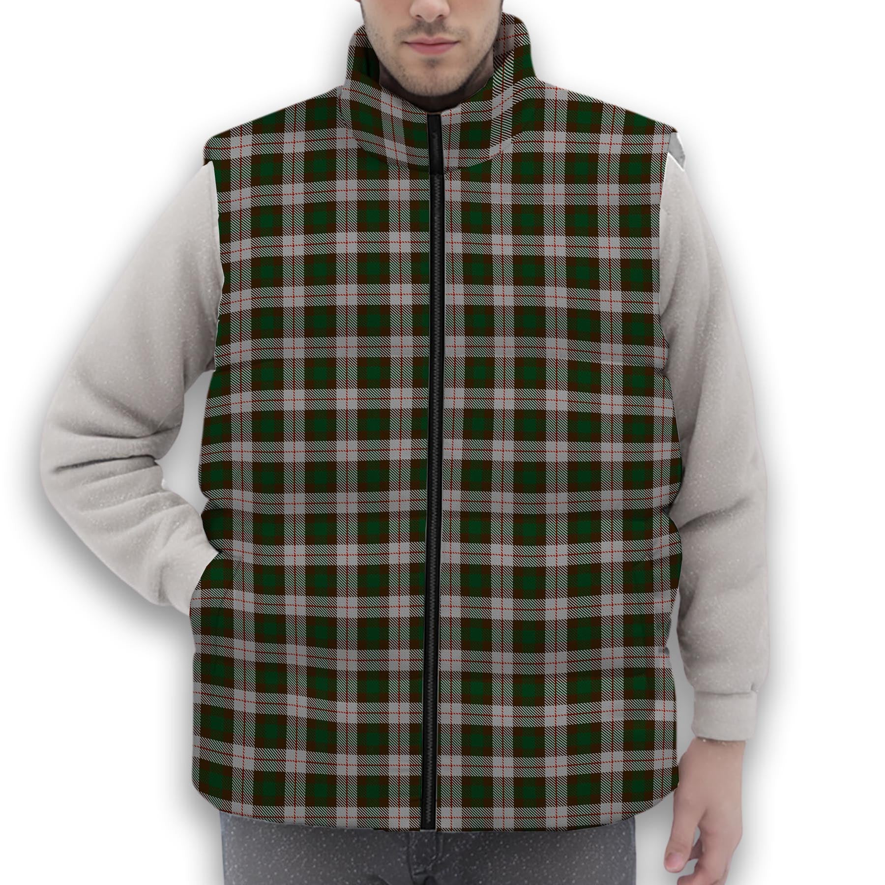 ScotsTee Shop Scottish MacKinnon Dress Premium Tartan Puffer Vest Winter White Duck Down Vest Sleeveless
