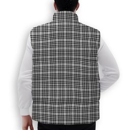 ScotsTee Shop Scottish Scott Black White Premium Tartan Puffer Vest Winter White Duck Down Vest Sleeveless