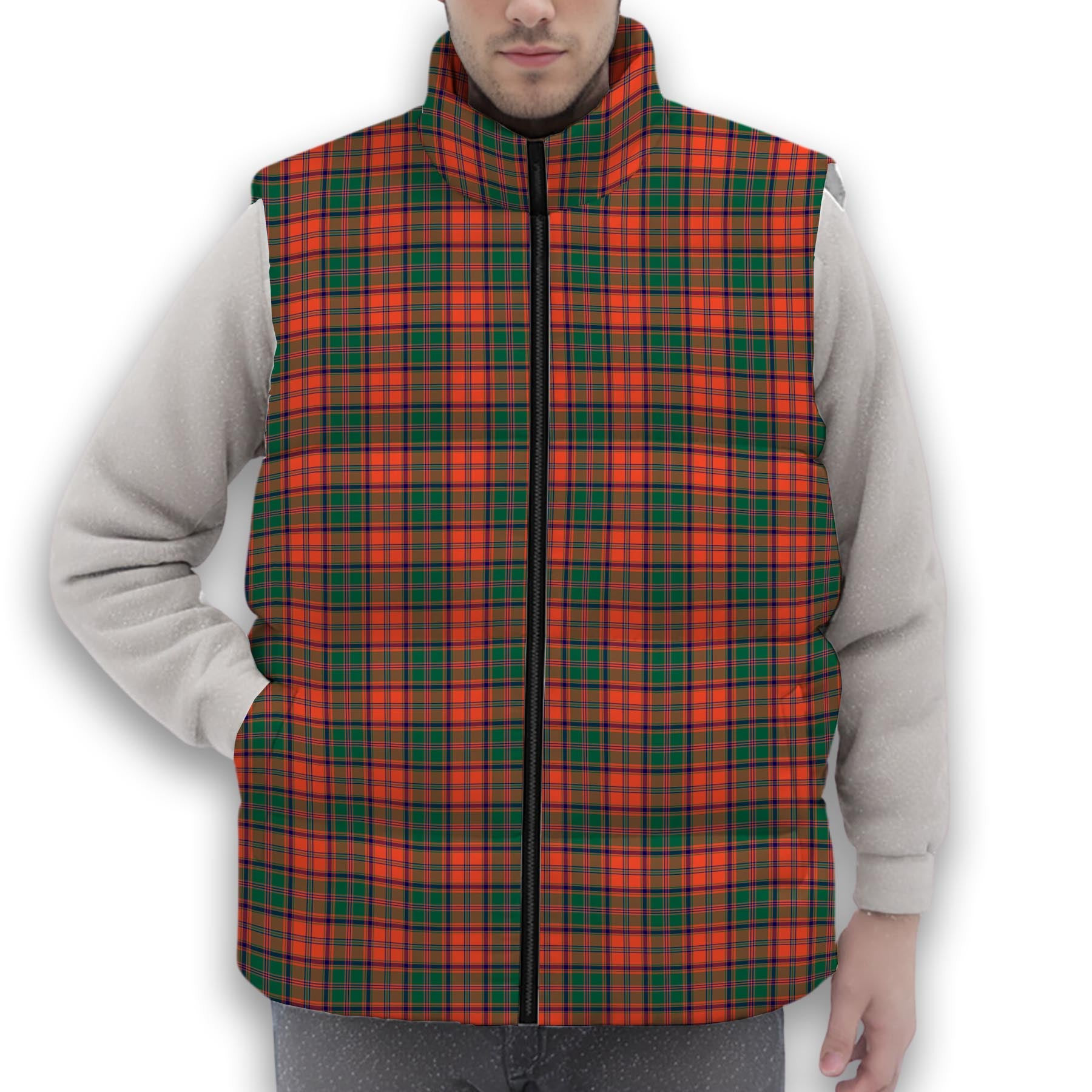 ScotsTee Shop Scottish Stewart of Appin Ancient Premium Tartan Puffer Vest Winter White Duck Down Vest Sleeveless