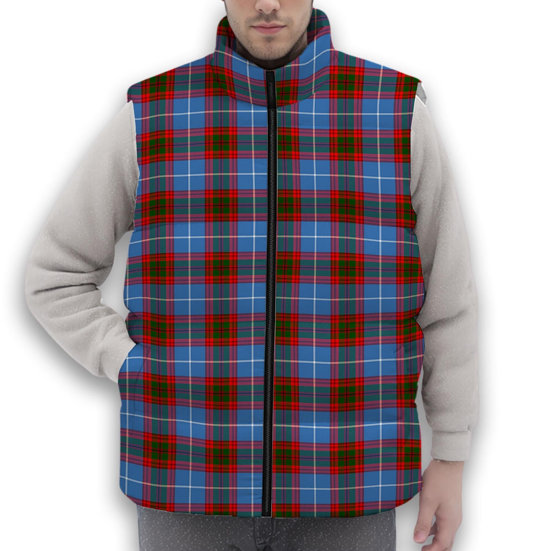ScotsTee Shop Scottish Pennycook Premium Tartan Puffer Vest Winter White Duck Down Vest Sleeveless