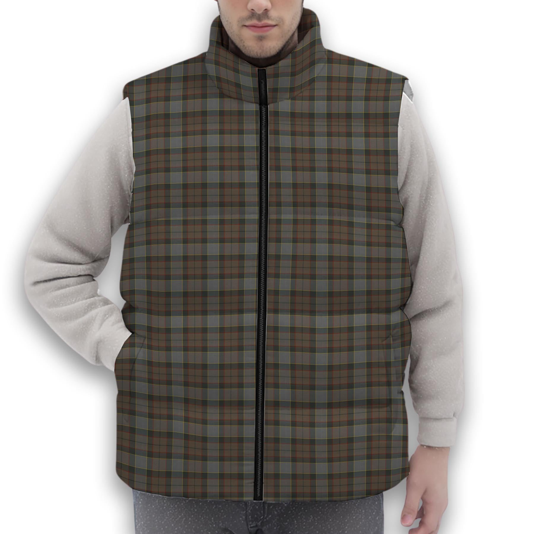 ScotsTee Shop Scottish Outlander Fraser Premium Tartan Puffer Vest Winter White Duck Down Vest Sleeveless
