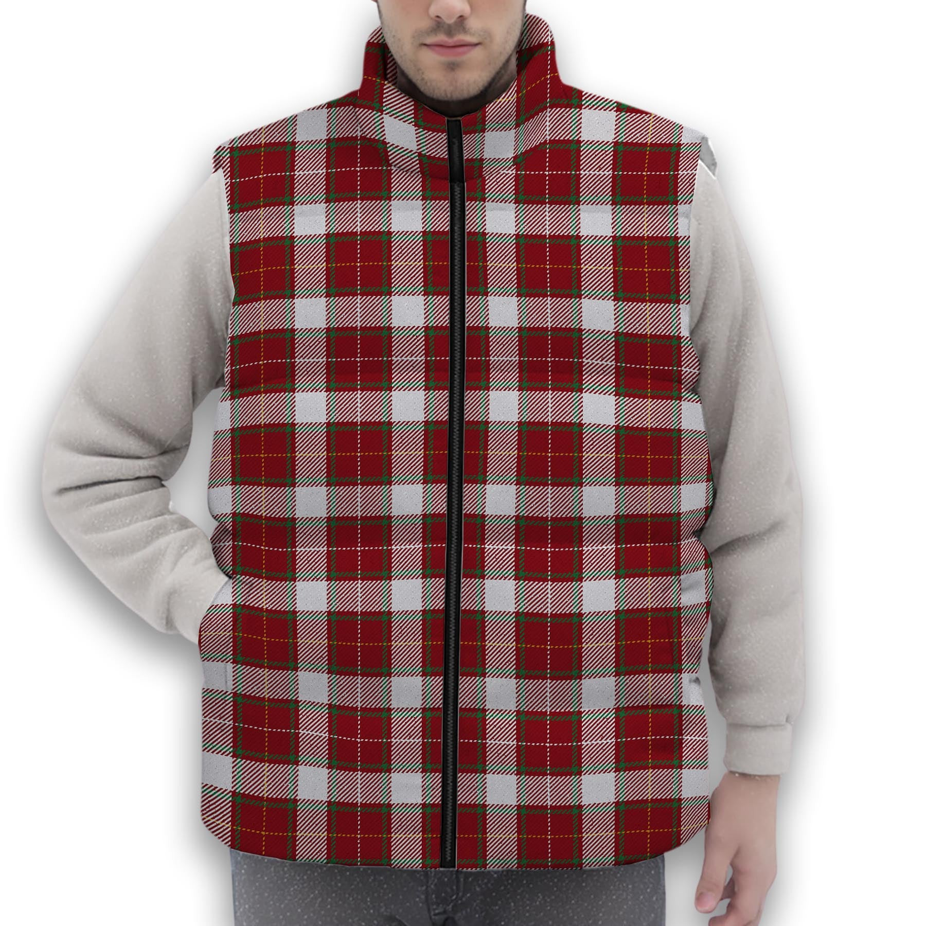 ScotsTee Shop Scottish McFie Dress Ancient Premium Tartan Puffer Vest Winter White Duck Down Vest Sleeveless