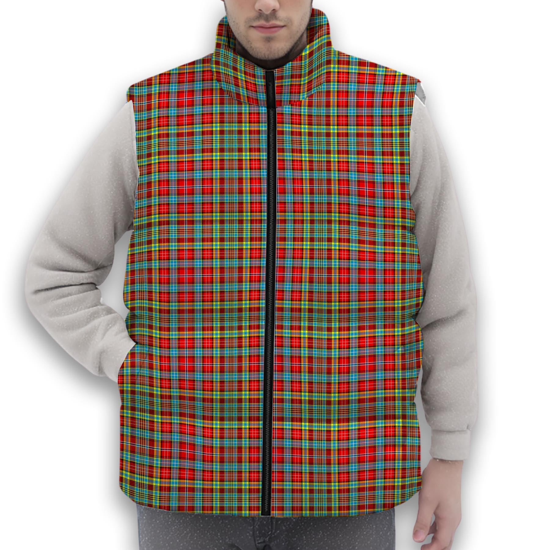ScotsTee Shop Scottish Ogilvie Premium Tartan Puffer Vest Winter White Duck Down Vest Sleeveless