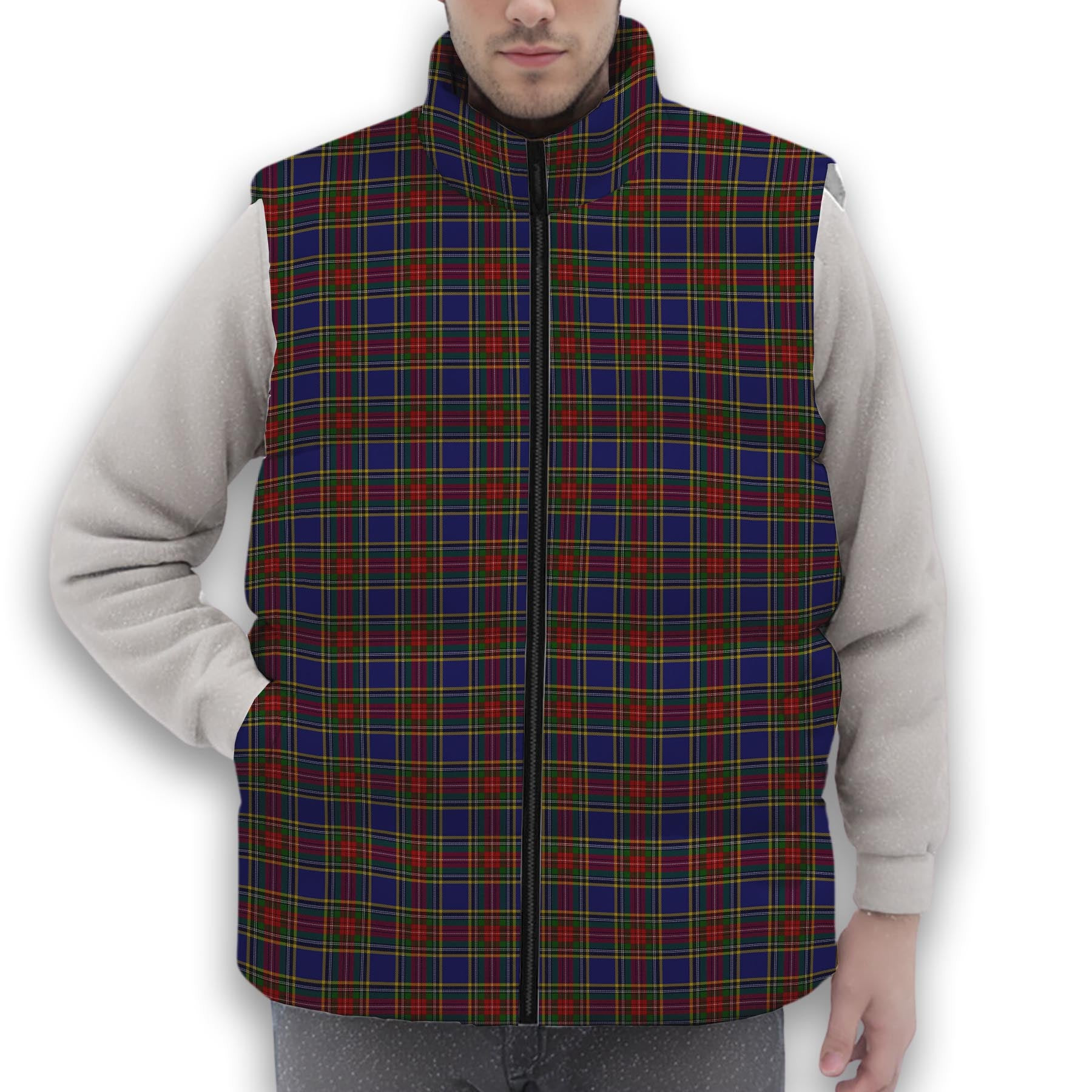 ScotsTee Shop Scottish MacBeth Premium Tartan Puffer Vest Winter White Duck Down Vest Sleeveless