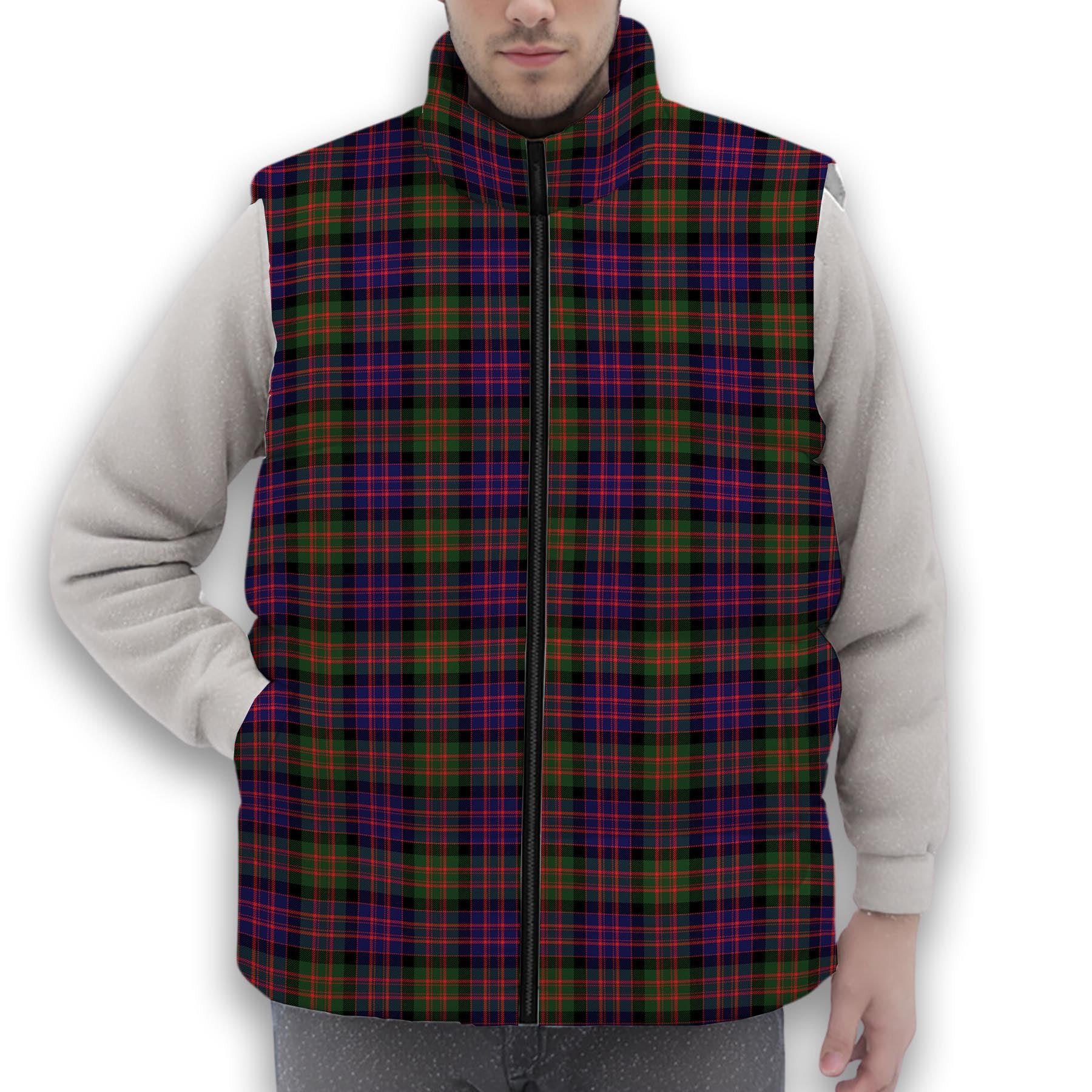 ScotsTee Shop Scottish McDonald Modern Premium Tartan Puffer Vest Winter White Duck Down Vest Sleeveless