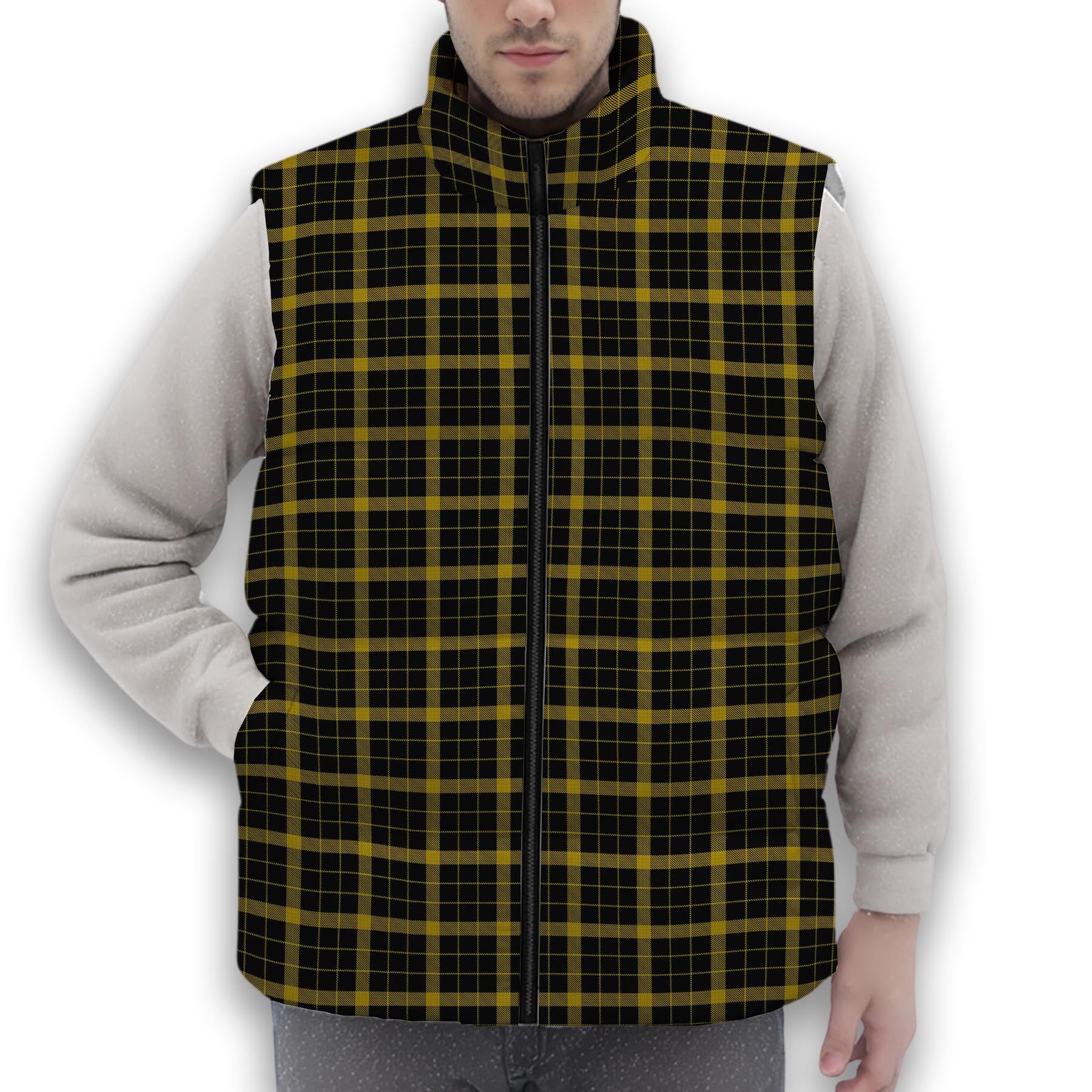 ScotsTee Shop Scottish Raeburn Premium Tartan Puffer Vest Winter White Duck Down Vest Sleeveless