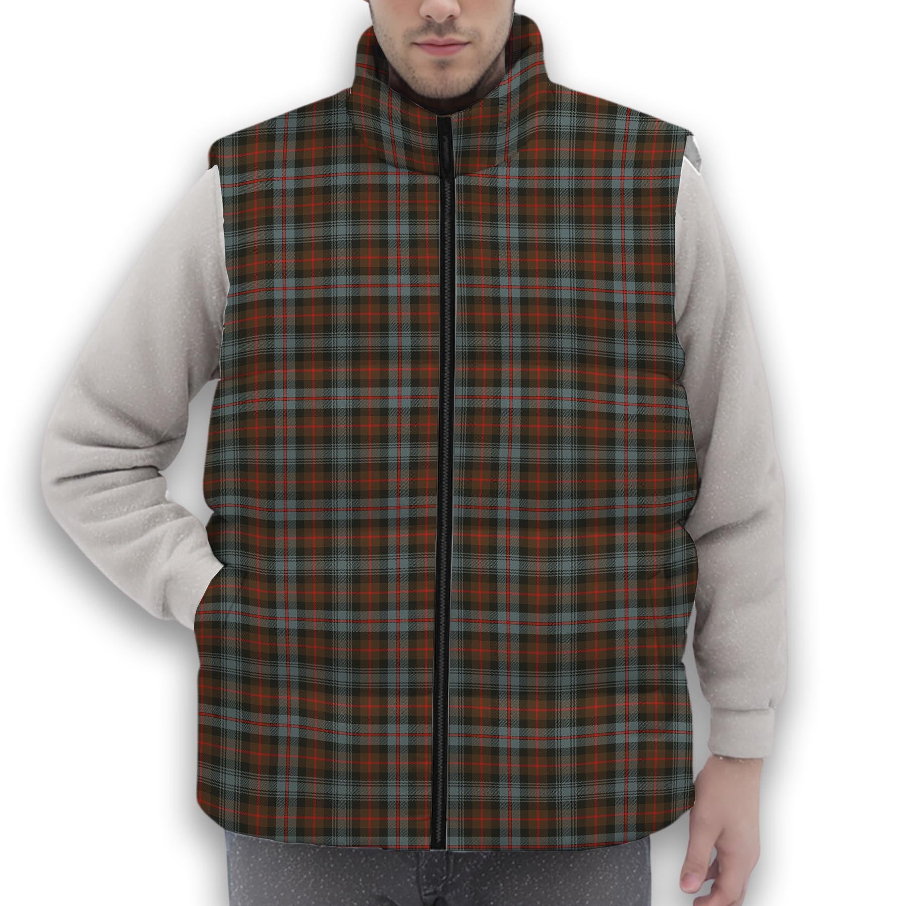 ScotsTee Shop Scottish Murray of Atholl Weathered Premium Tartan Puffer Vest Winter White Duck Down Vest Sleeveless