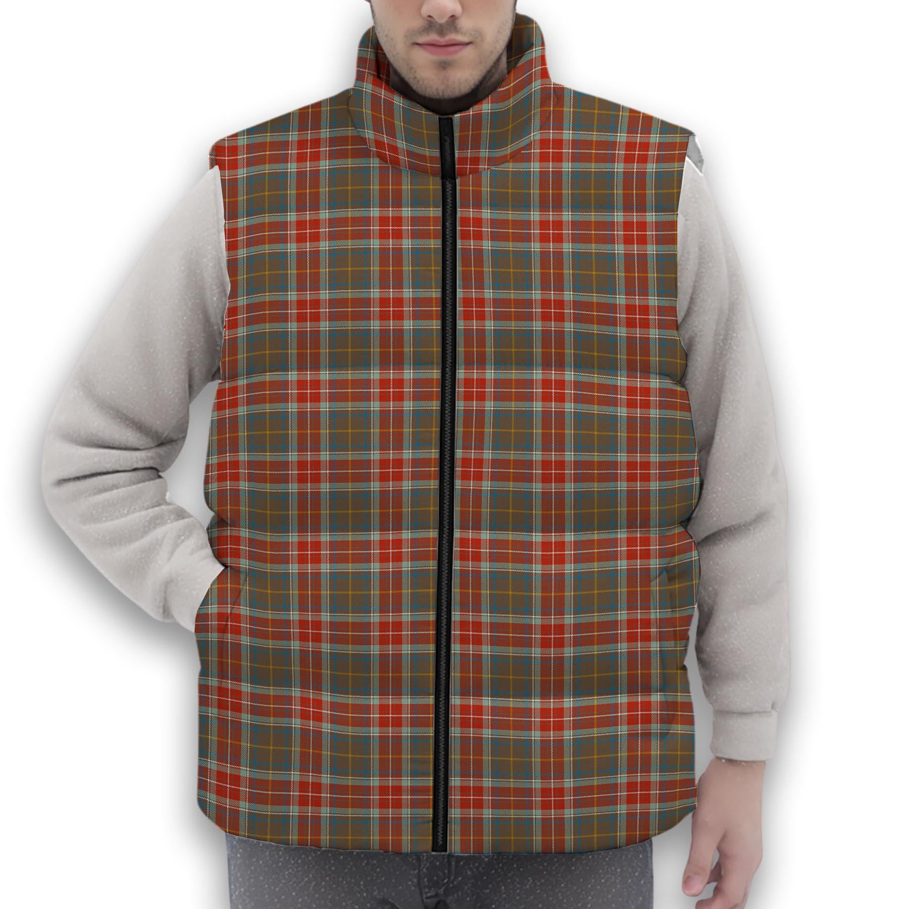 ScotsTee Shop Scottish Muirhead Hunting Ancient Premium Tartan Puffer Vest Winter White Duck Down Vest Sleeveless