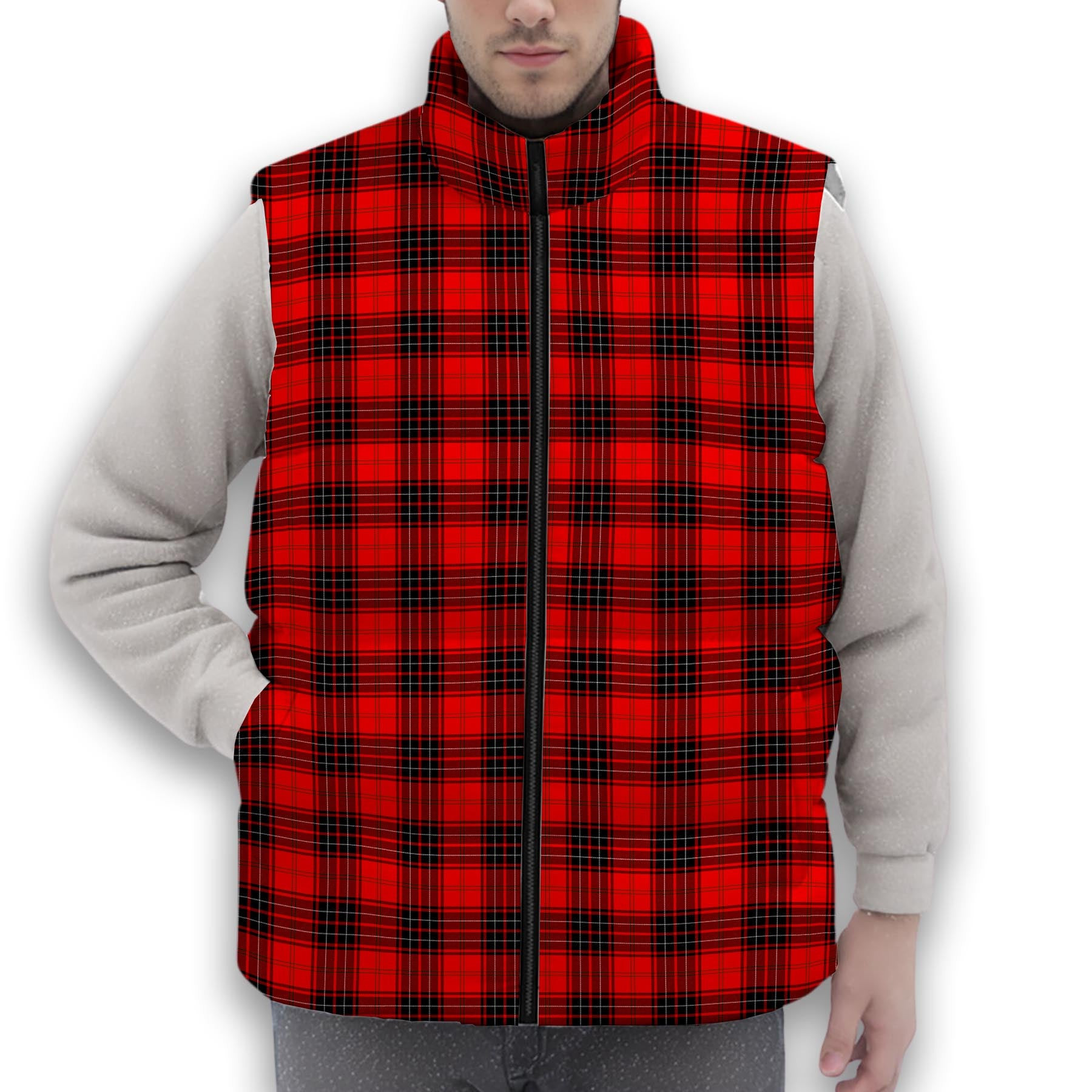 ScotsTee Shop Scottish Wemyss SC Premium Tartan Puffer Vest Winter White Duck Down Vest Sleeveless