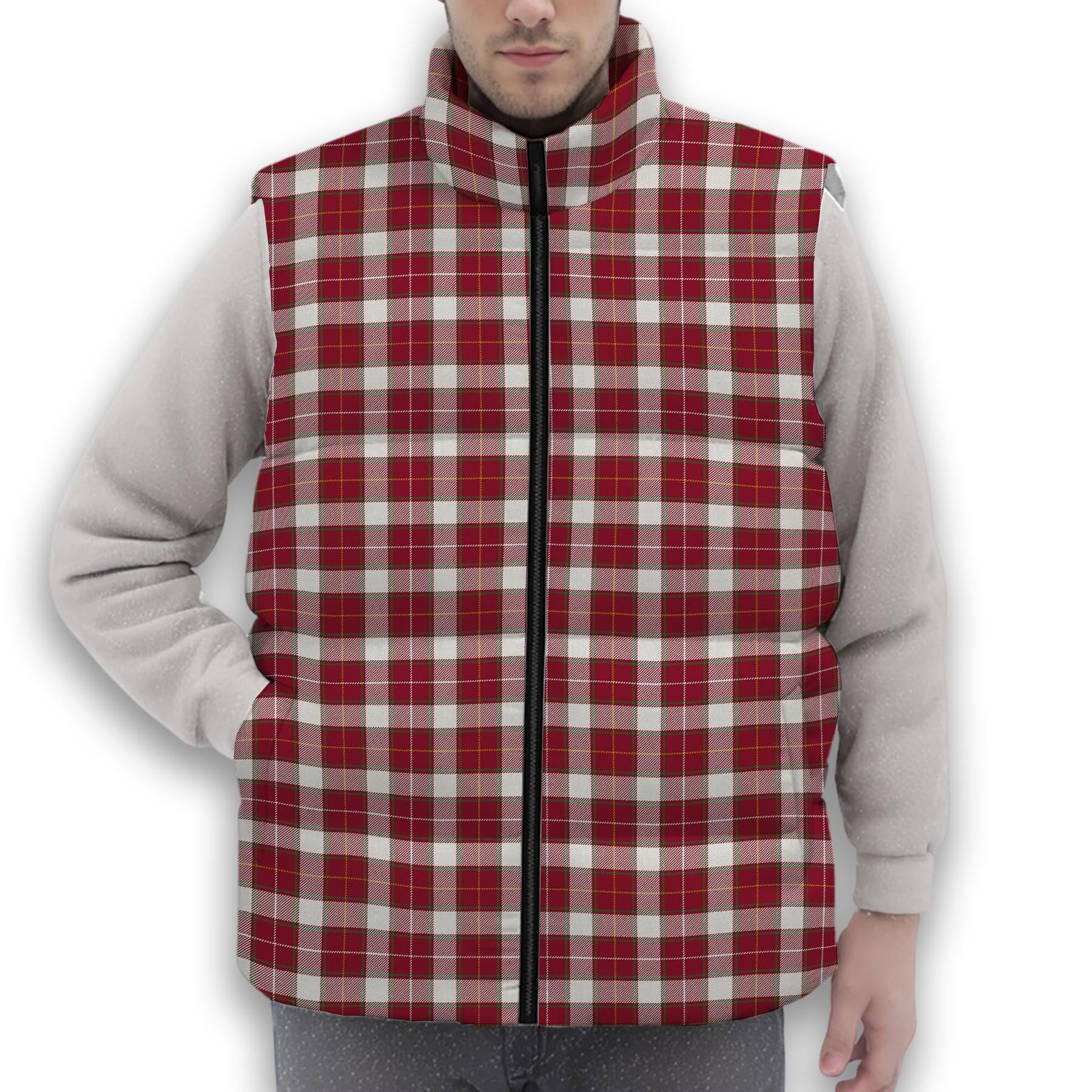 ScotsTee Shop Scottish McPhee Dress Modern Premium Tartan Puffer Vest Winter White Duck Down Vest Sleeveless