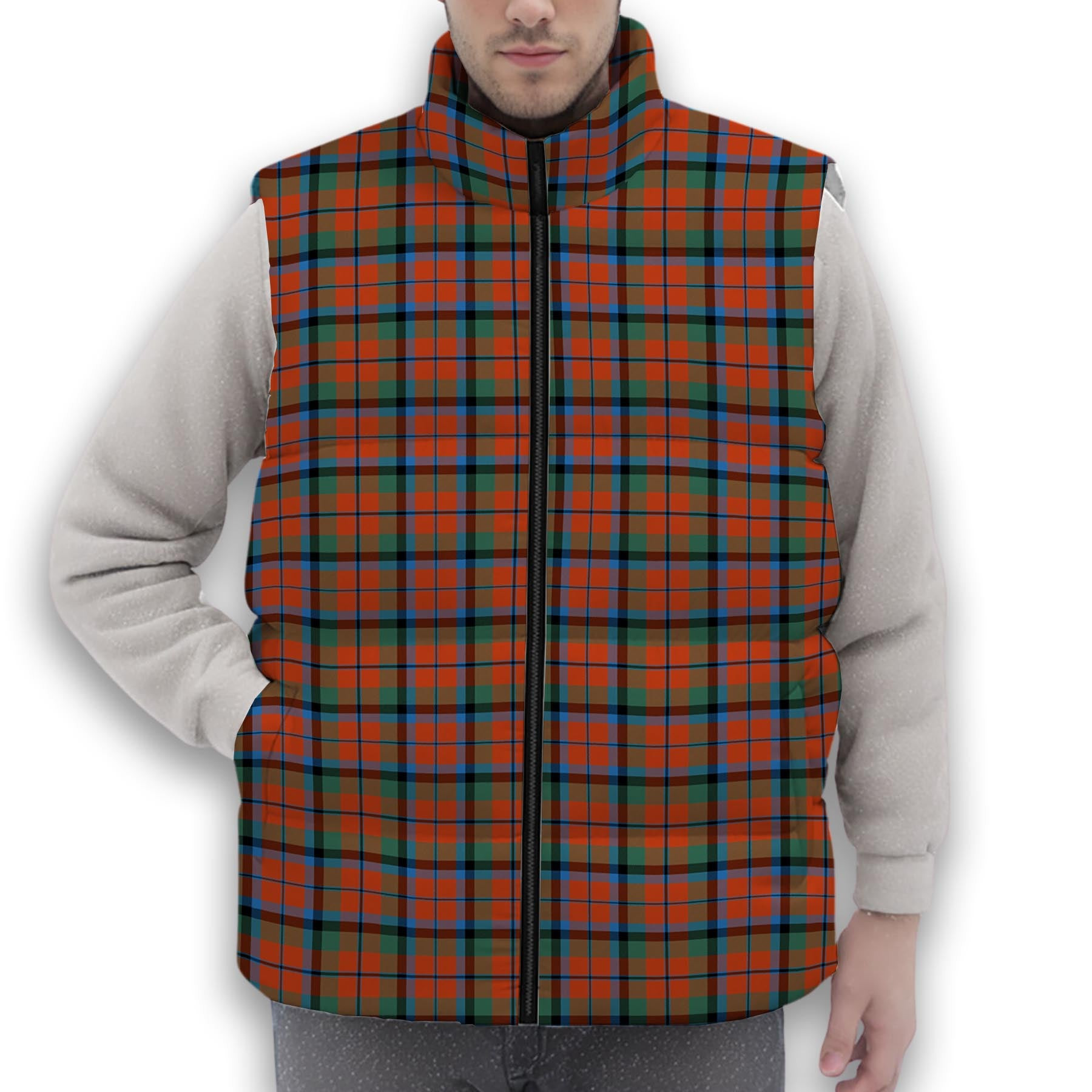 ScotsTee Shop Scottish MacCracken Ancient Premium Tartan Puffer Vest Winter White Duck Down Vest Sleeveless