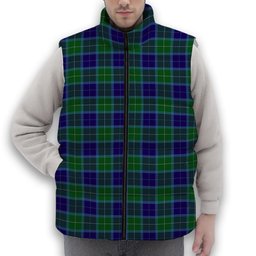 ScotsTee Shop Scottish Wallace Blue Premium Tartan Puffer Vest Winter White Duck Down Vest Sleeveless