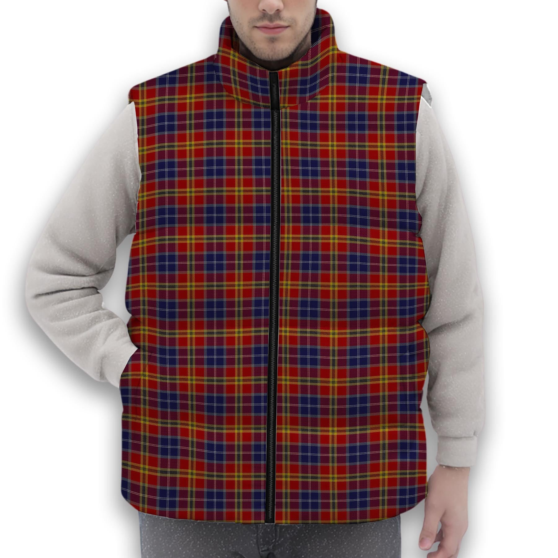 ScotsTee Shop Scottish Lermontov Premium Tartan Puffer Vest Winter White Duck Down Vest Sleeveless