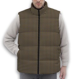 ScotsTee Shop Scottish Shepherd Brown & White Premium Tartan Puffer Vest Winter White Duck Down Vest Sleeveless