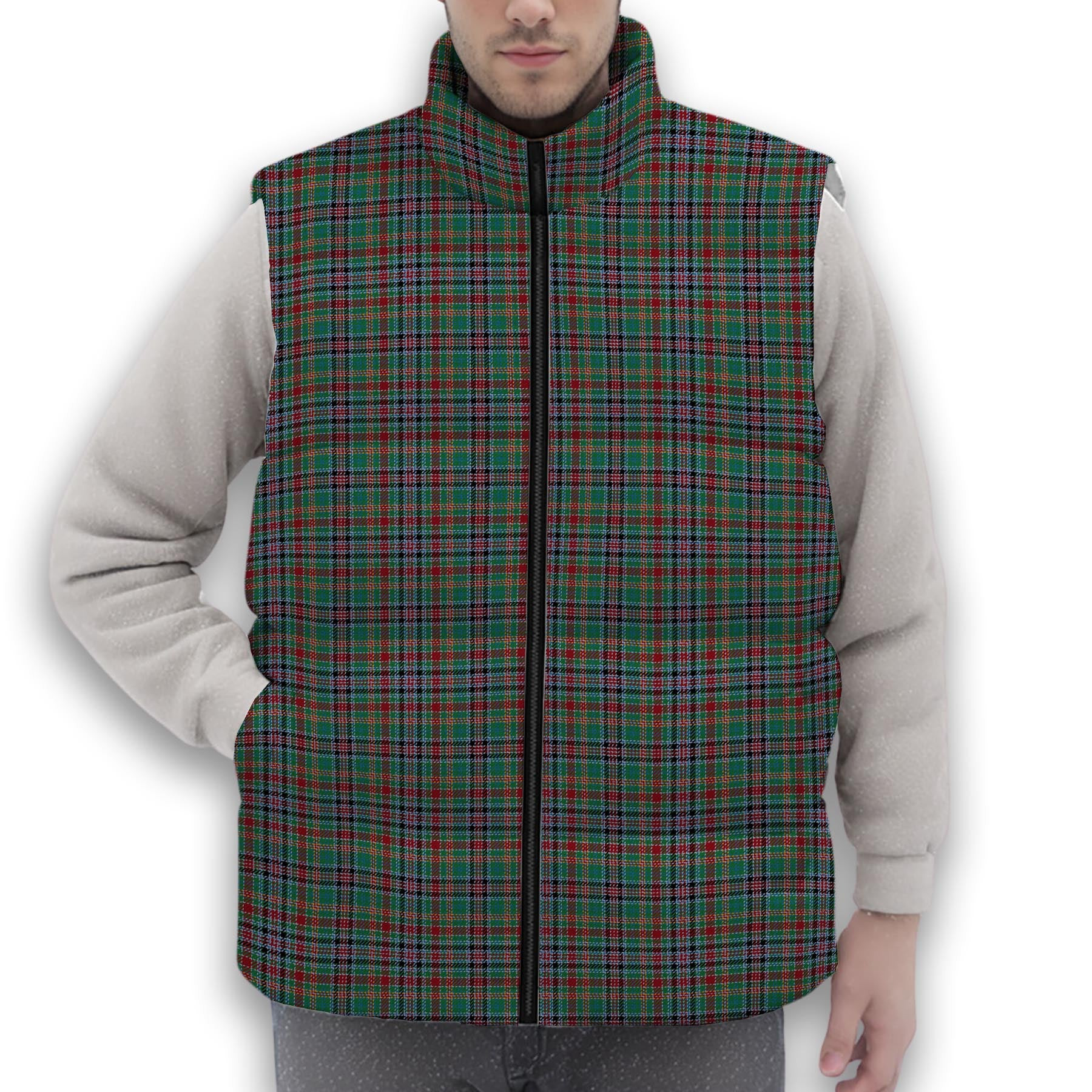 ScotsTee Shop Scottish Russell Old Ancient Premium Tartan Puffer Vest Winter White Duck Down Vest Sleeveless