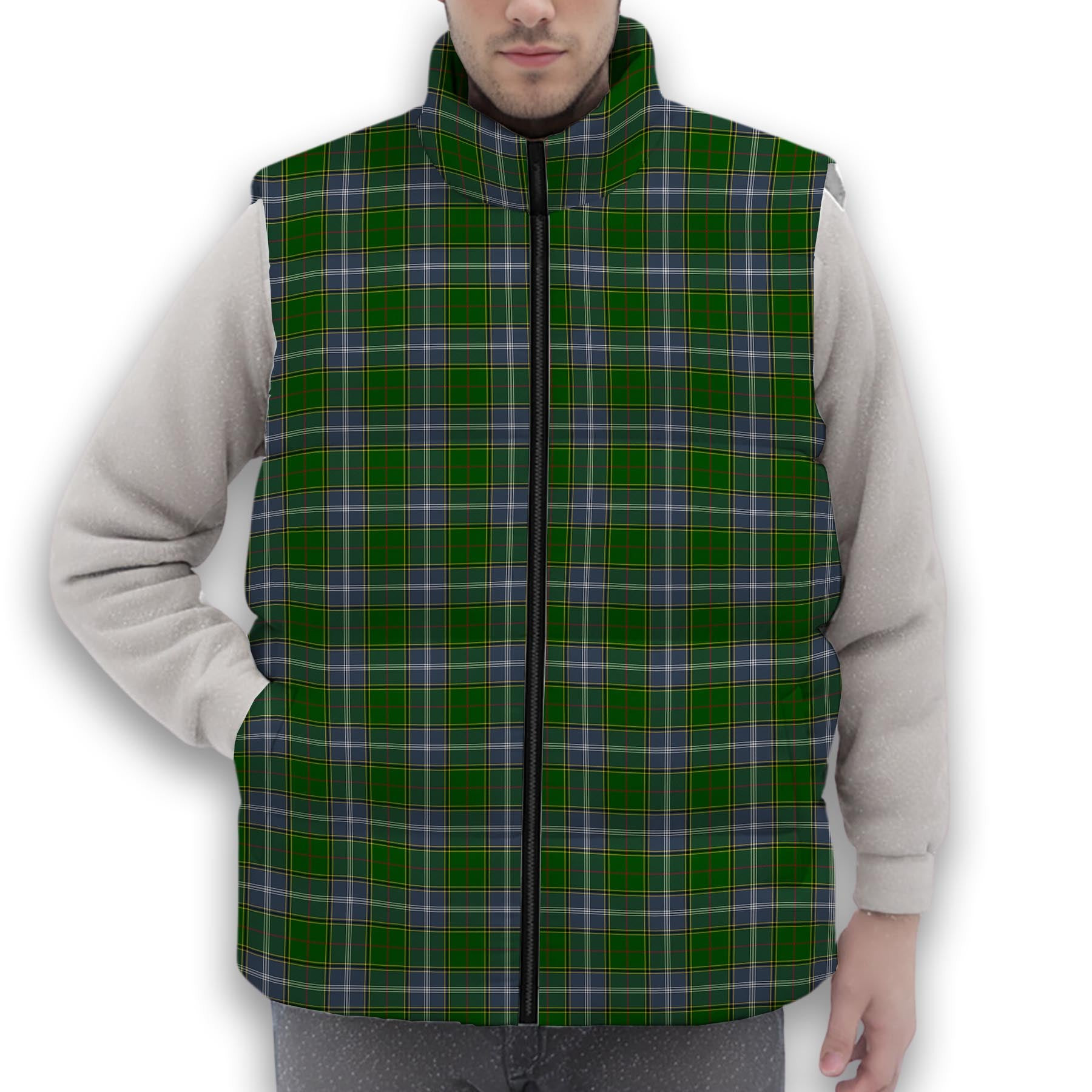 ScotsTee Shop Scottish Pringle Premium Tartan Puffer Vest Winter White Duck Down Vest Sleeveless