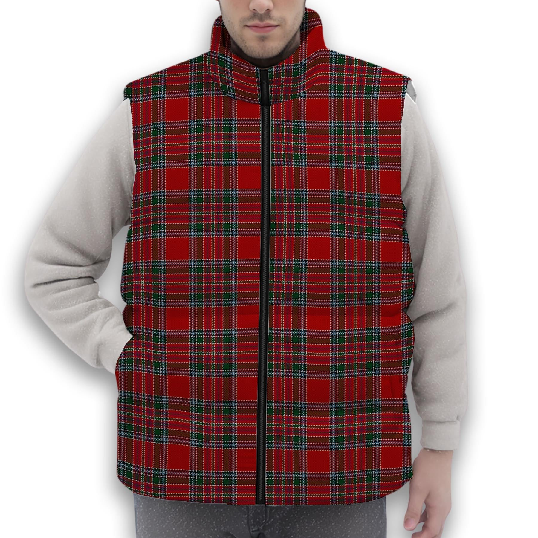 ScotsTee Shop Scottish McBean Premium Tartan Puffer Vest Winter White Duck Down Vest Sleeveless