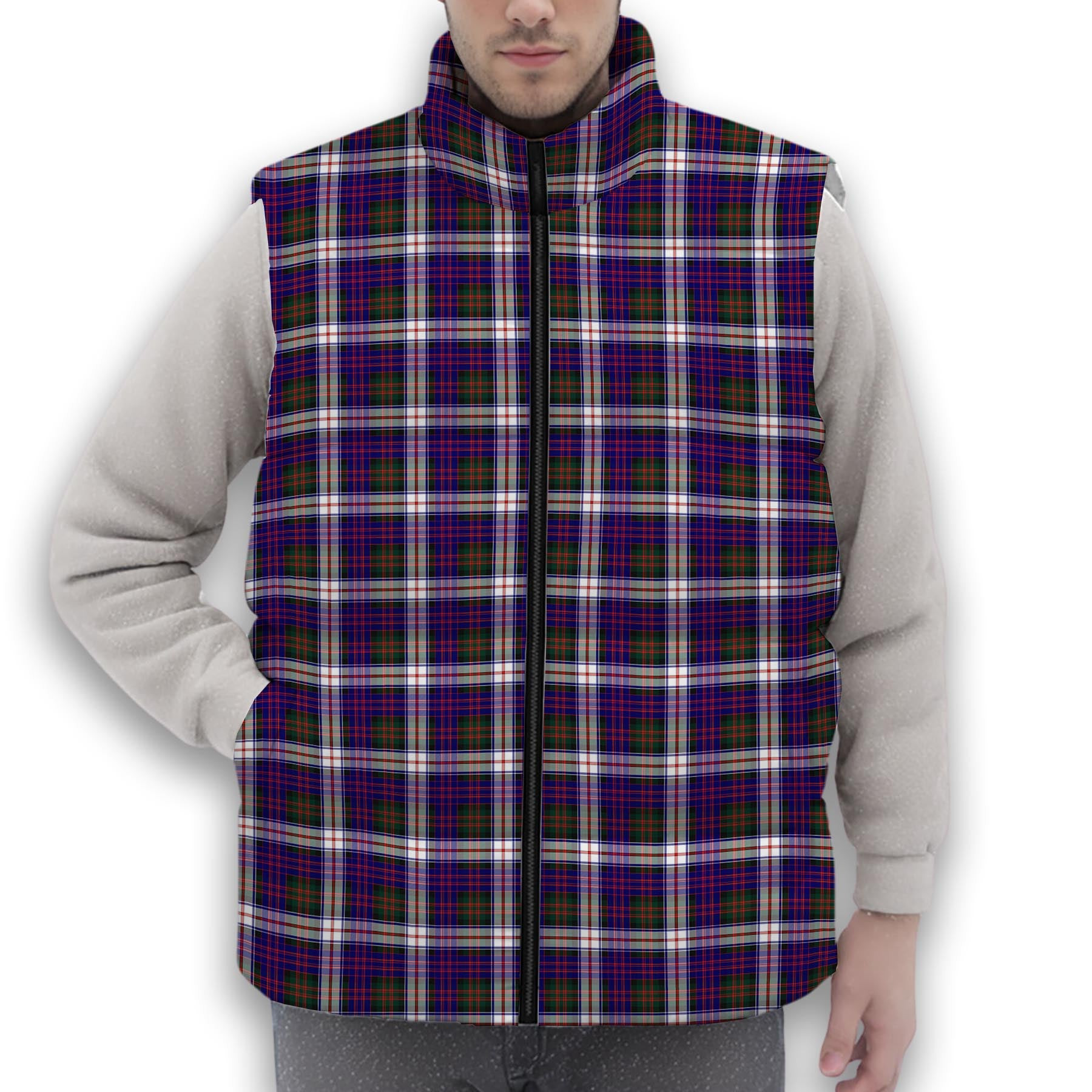 ScotsTee Shop Scottish MacDonald Dress Modern SC Premium Tartan Puffer Vest Winter White Duck Down Vest Sleeveless