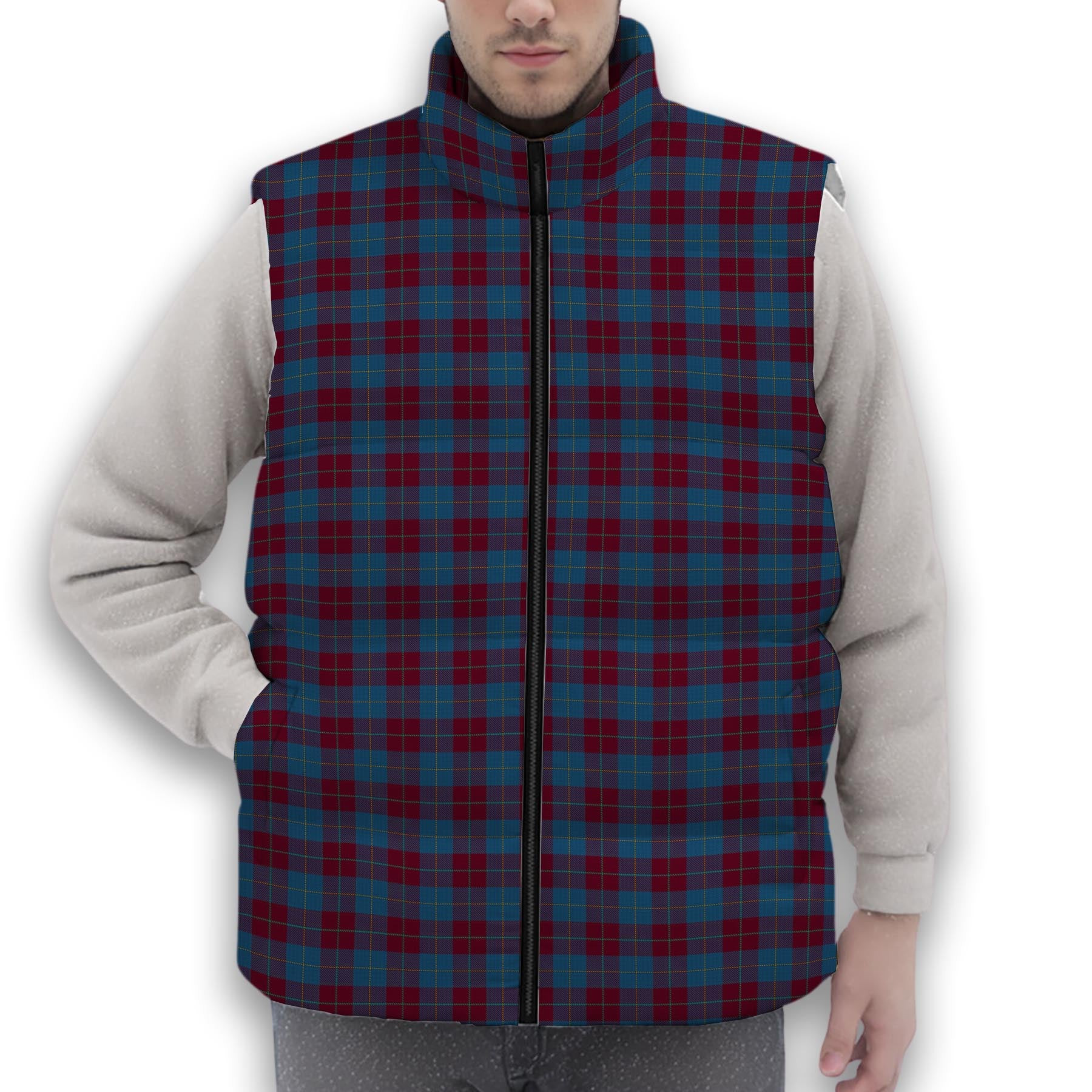 ScotsTee Shop Scottish Reagan Premium Tartan Puffer Vest Winter White Duck Down Vest Sleeveless