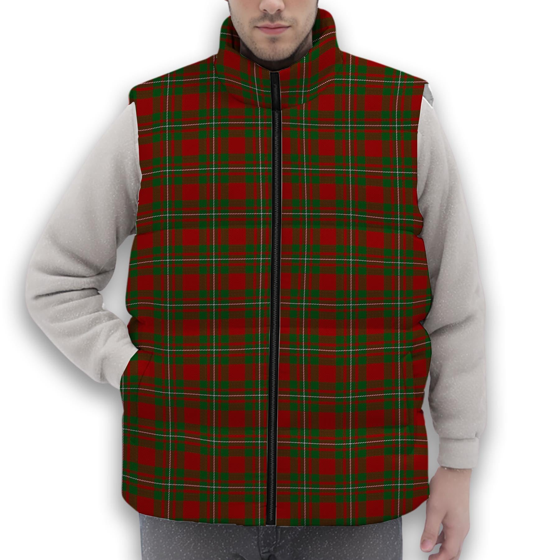 ScotsTee Shop Scottish MacGregor 1800 Clan Premium Tartan Puffer Vest Winter White Duck Down Vest Sleeveless