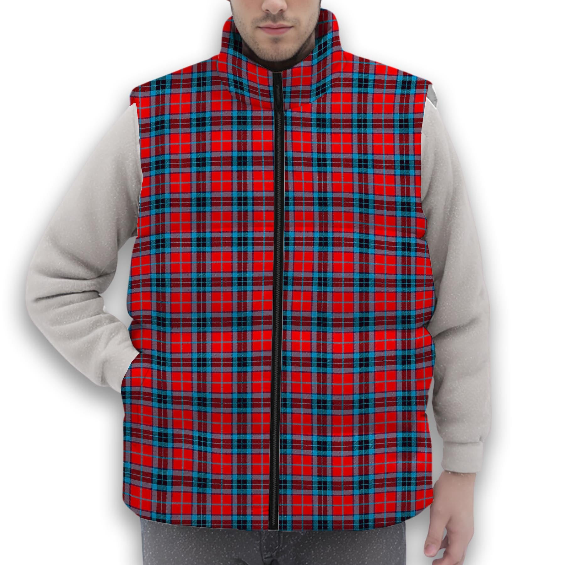 ScotsTee Shop Scottish McTavish Modern Premium Tartan Puffer Vest Winter White Duck Down Vest Sleeveless