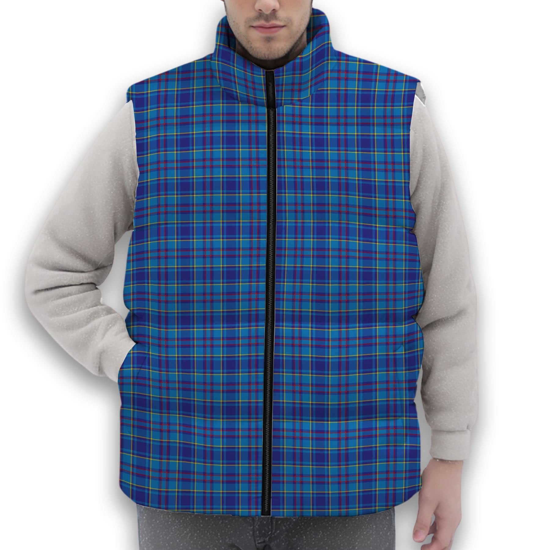 ScotsTee Shop Scottish Mercer Modern Premium Tartan Puffer Vest Winter White Duck Down Vest Sleeveless