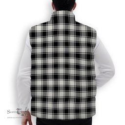 ScotsTee Shop Scottish MacFie Black & White Modern Premium Tartan Puffer Vest Winter White Duck Down Vest Sleeveless