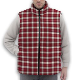 ScotsTee Shop Scottish MacPhee Dress Modern Premium Tartan Puffer Vest Winter White Duck Down Vest Sleeveless